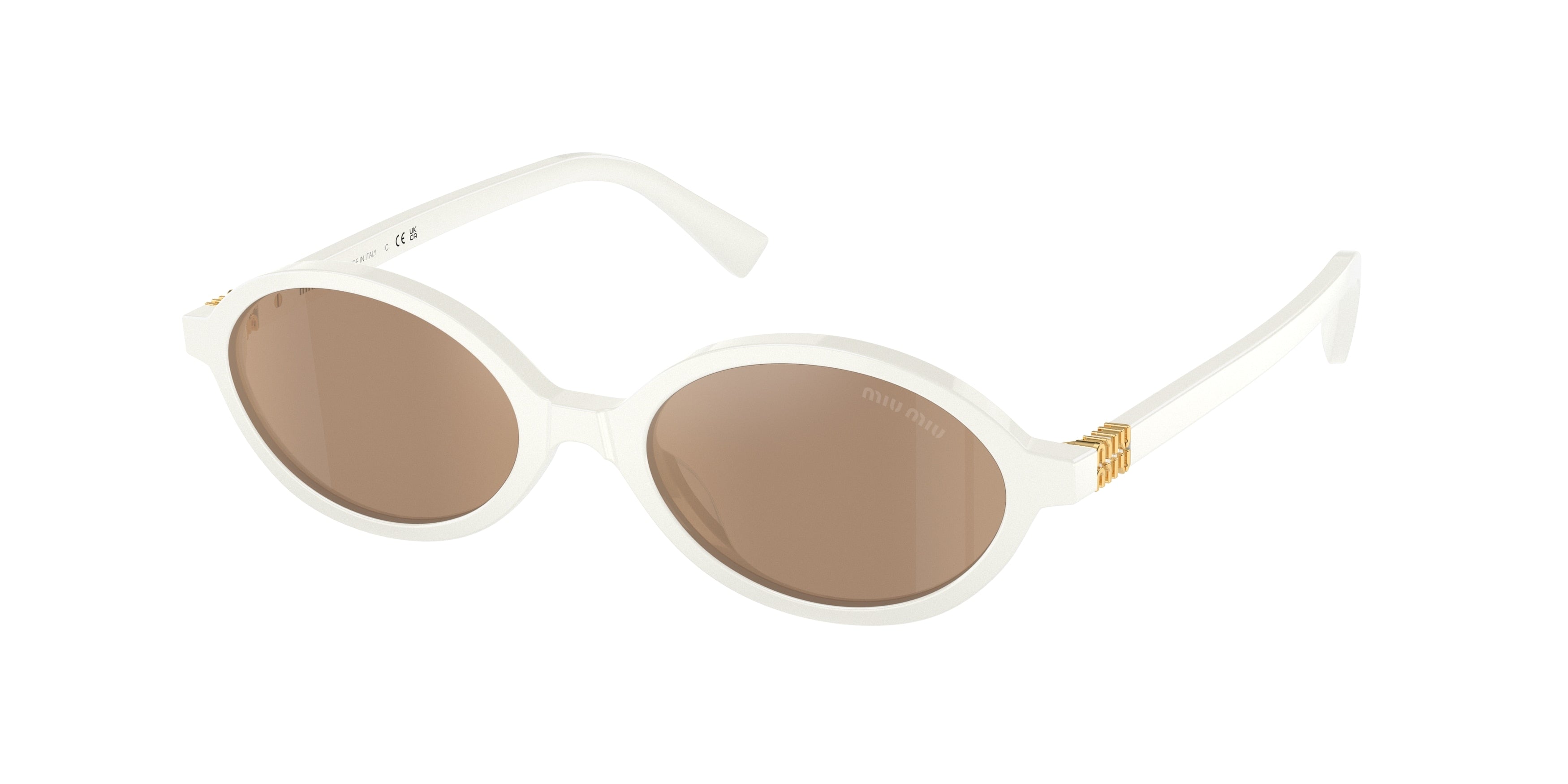 Miu Miu MU04ZSF Oval Sunglasses 14240D-White 50-140-18 - Color Map White