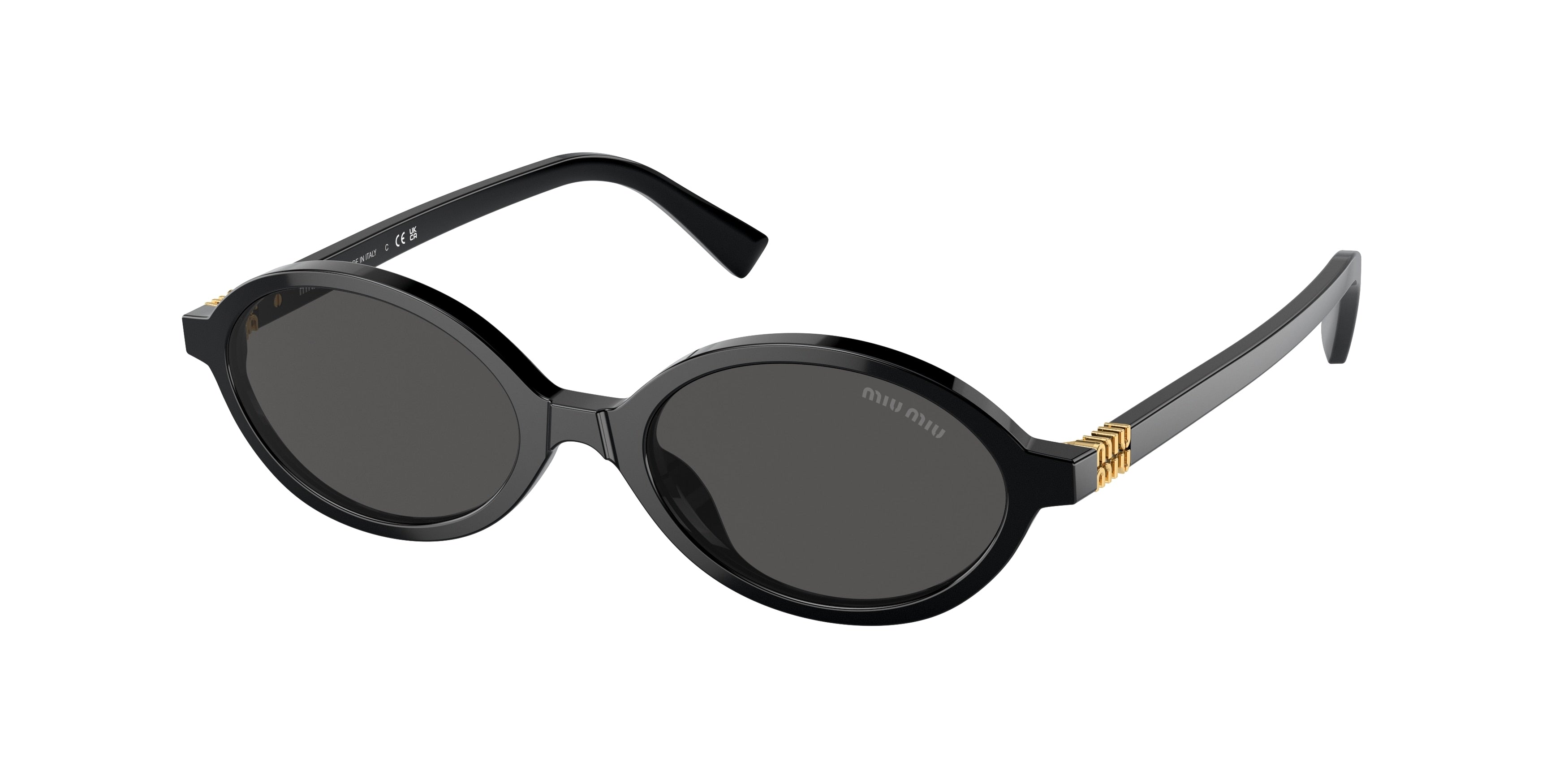 Miu Miu MU04ZSF Oval Sunglasses 1AB5S0-Black 50-140-18 - Color Map Black