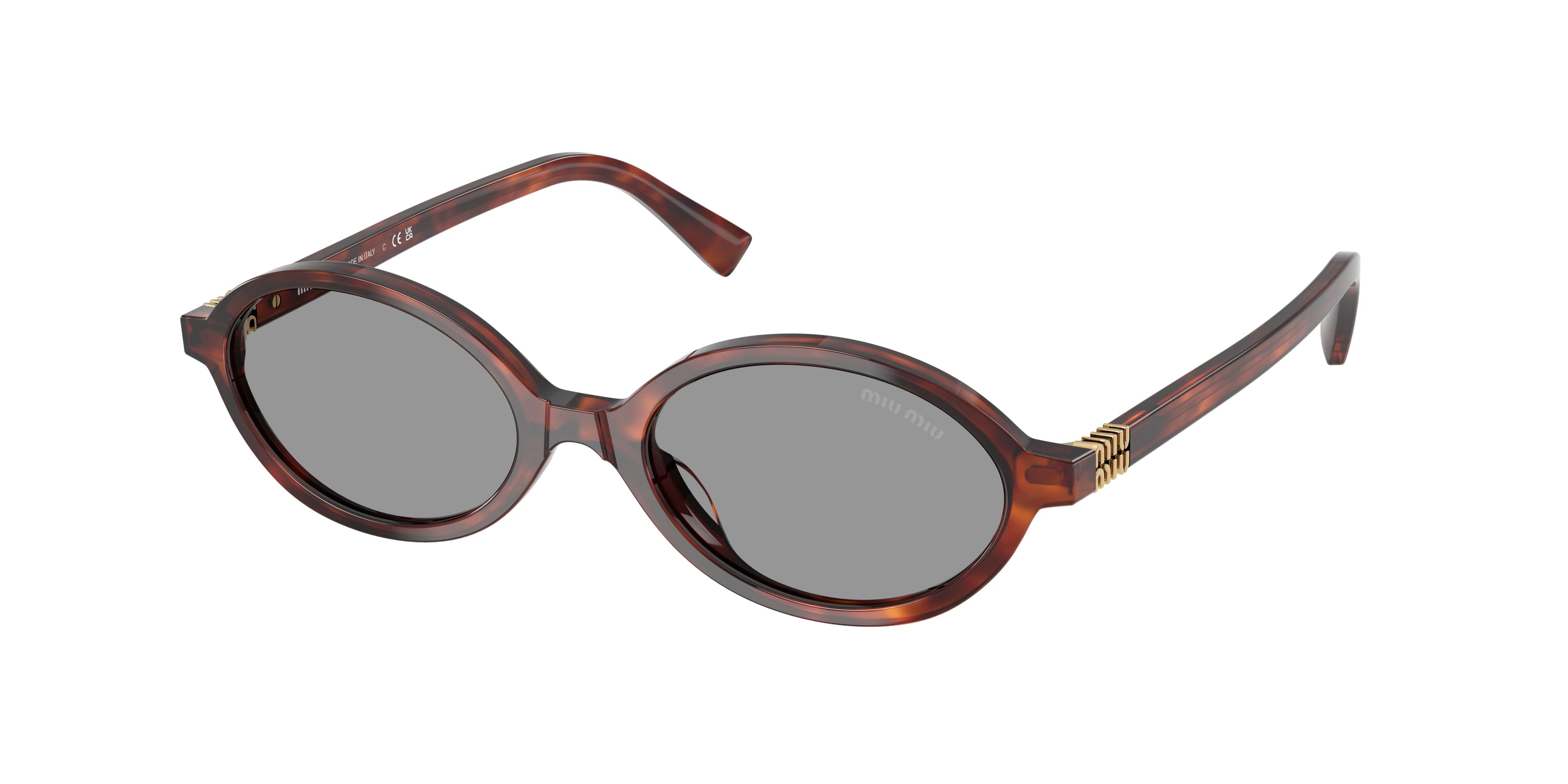 Miu Miu MU04ZSF Oval Sunglasses 21C40O-Havana Mahogany 50-140-18 - Color Map Tortoise