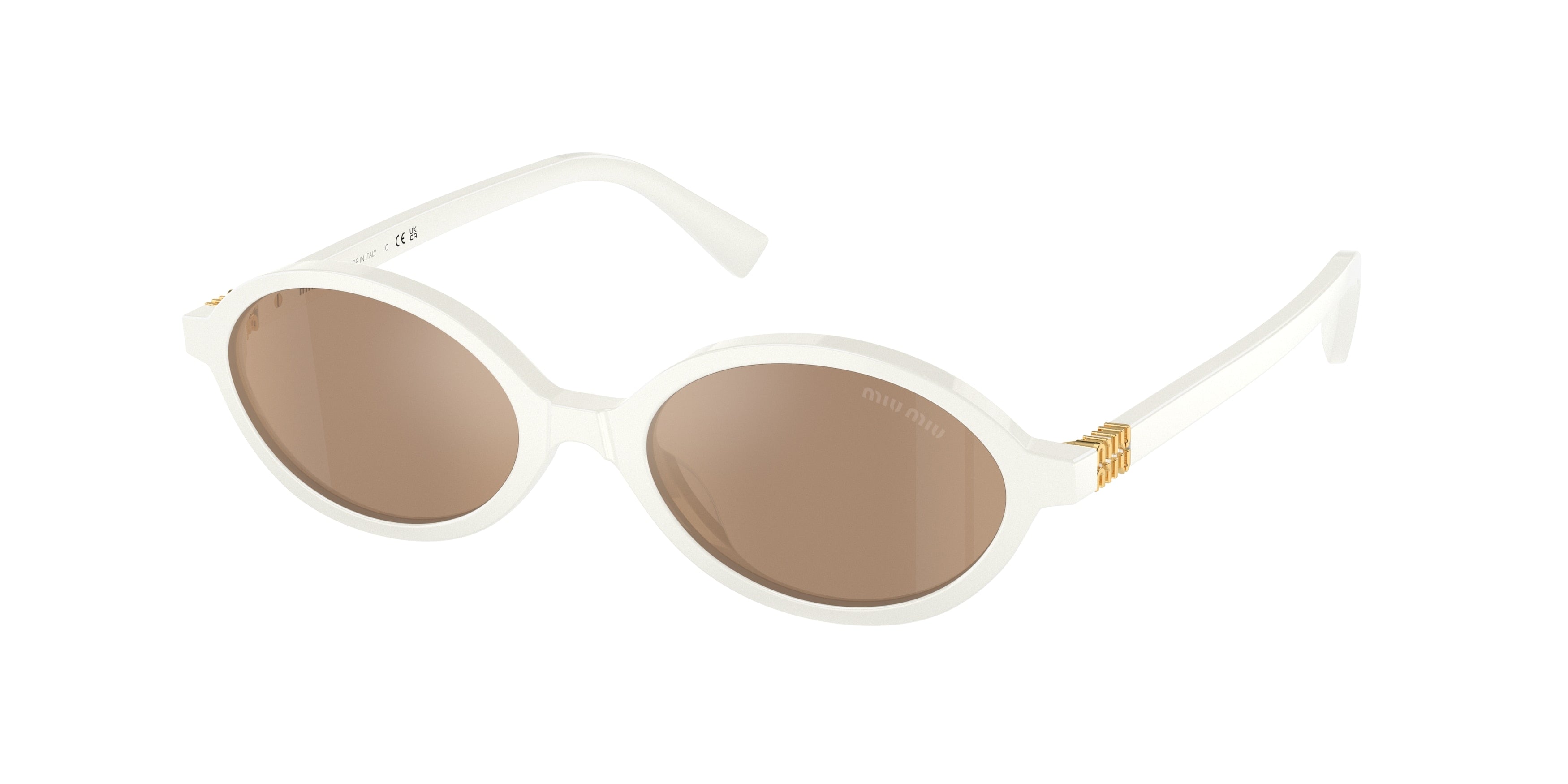 Miu Miu MU04ZS Oval Sunglasses 14240D-White 50-140-18 - Color Map White