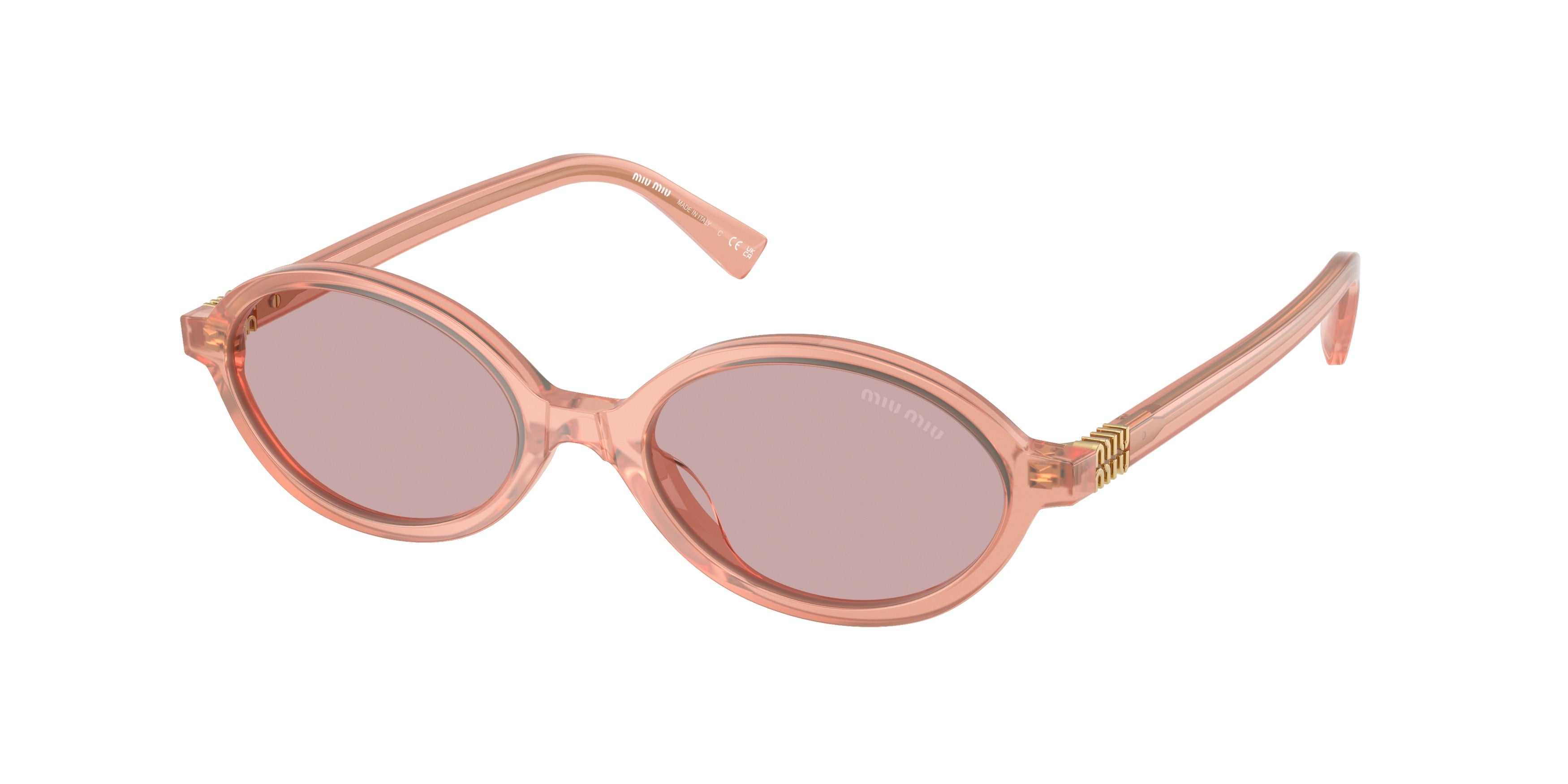 Miu Miu MU04ZS Oval Sunglasses 20I60V-Opaline Pink 50-140-18 - Color Map Pink