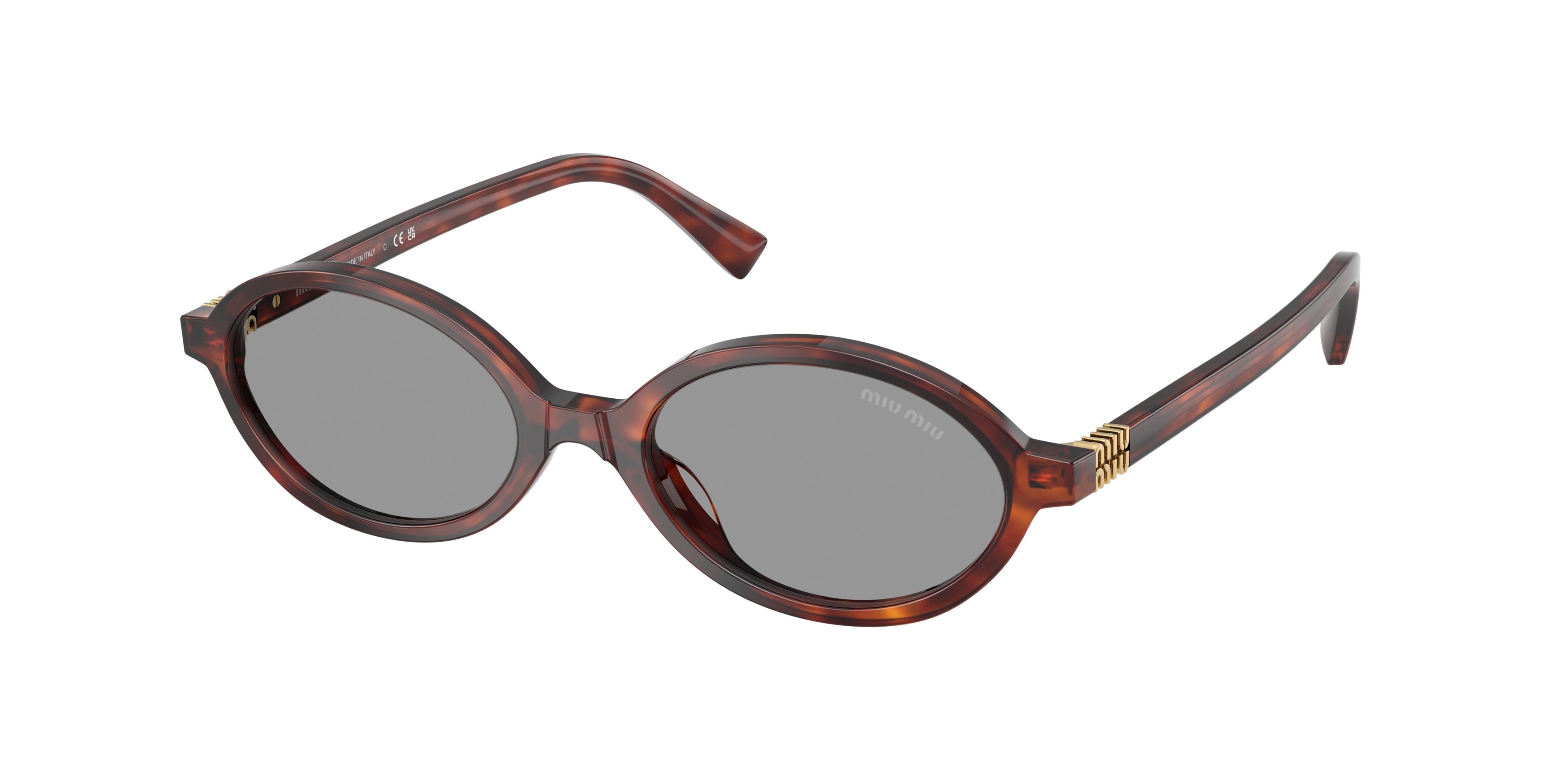 Miu Miu MU04ZS Oval Sunglasses 21C40O-Havana Mahogany 50-140-18 - Color Map Tortoise