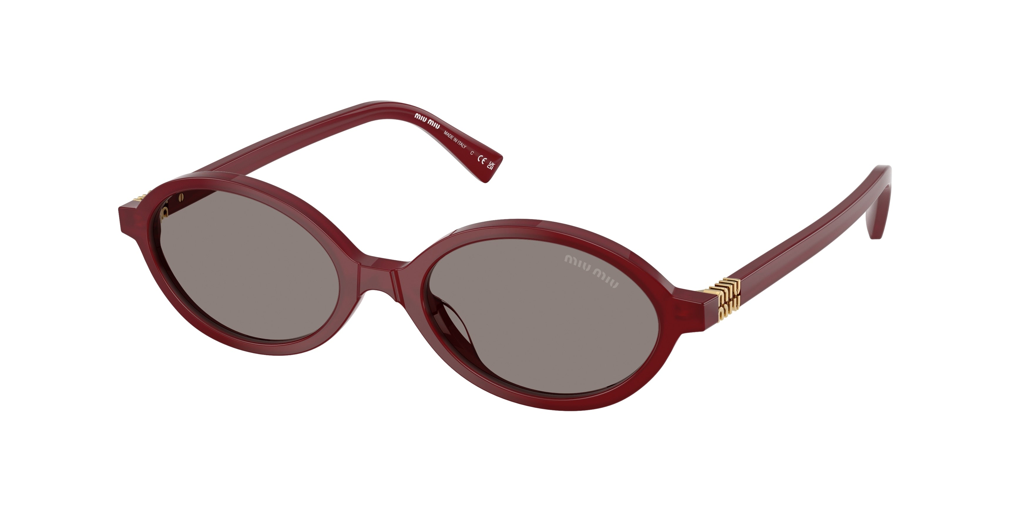 Miu Miu MU04ZS Oval Sunglasses 21I80Q-Opaline Bordeaux 50-140-18 - Color Map Red