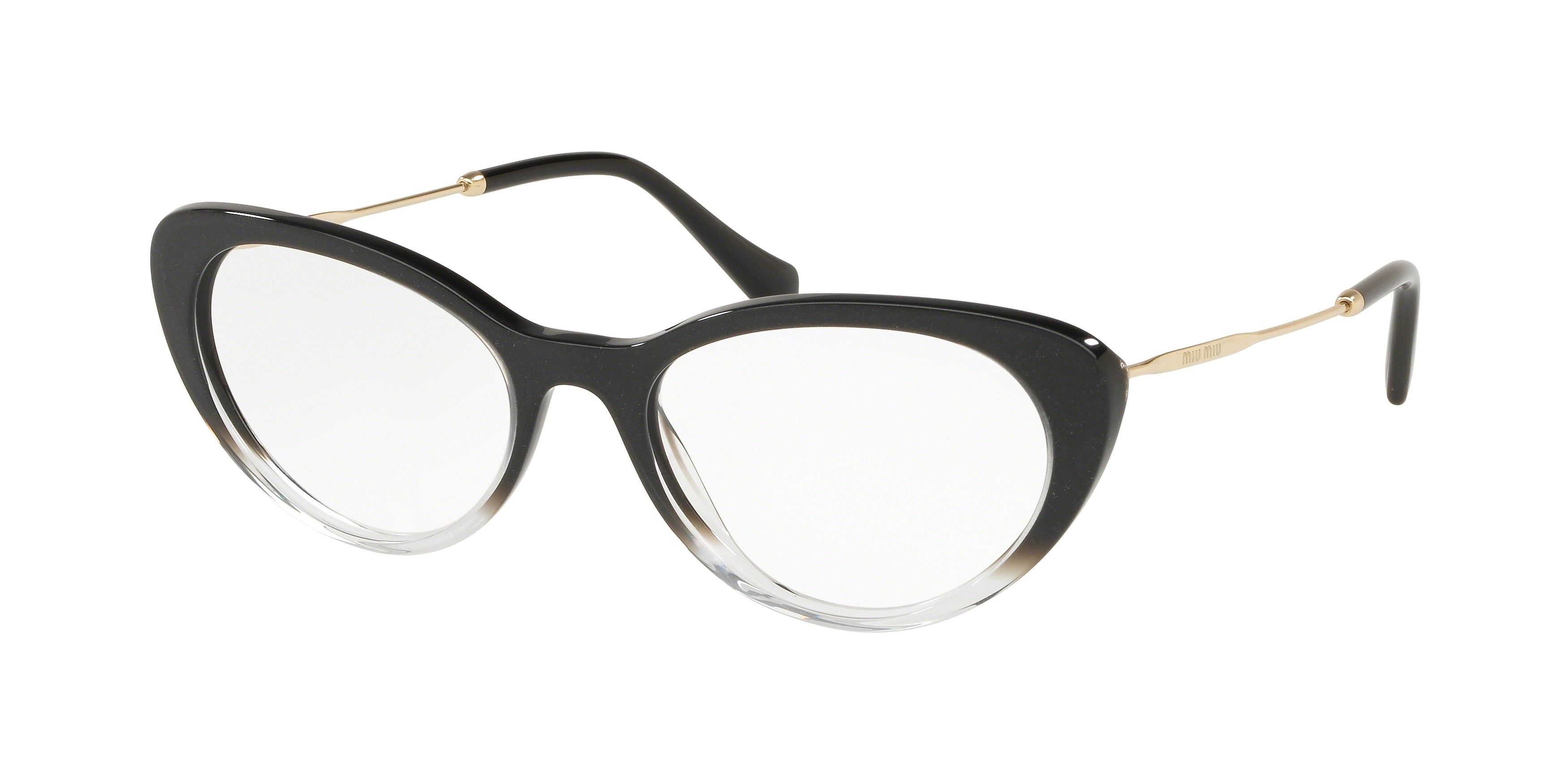 Miu Miu CORE COLLECTION MU05RV Cat Eye Eyeglasses  1141O1-Black Glitter Gradient 53-140-18 - Color Map Black