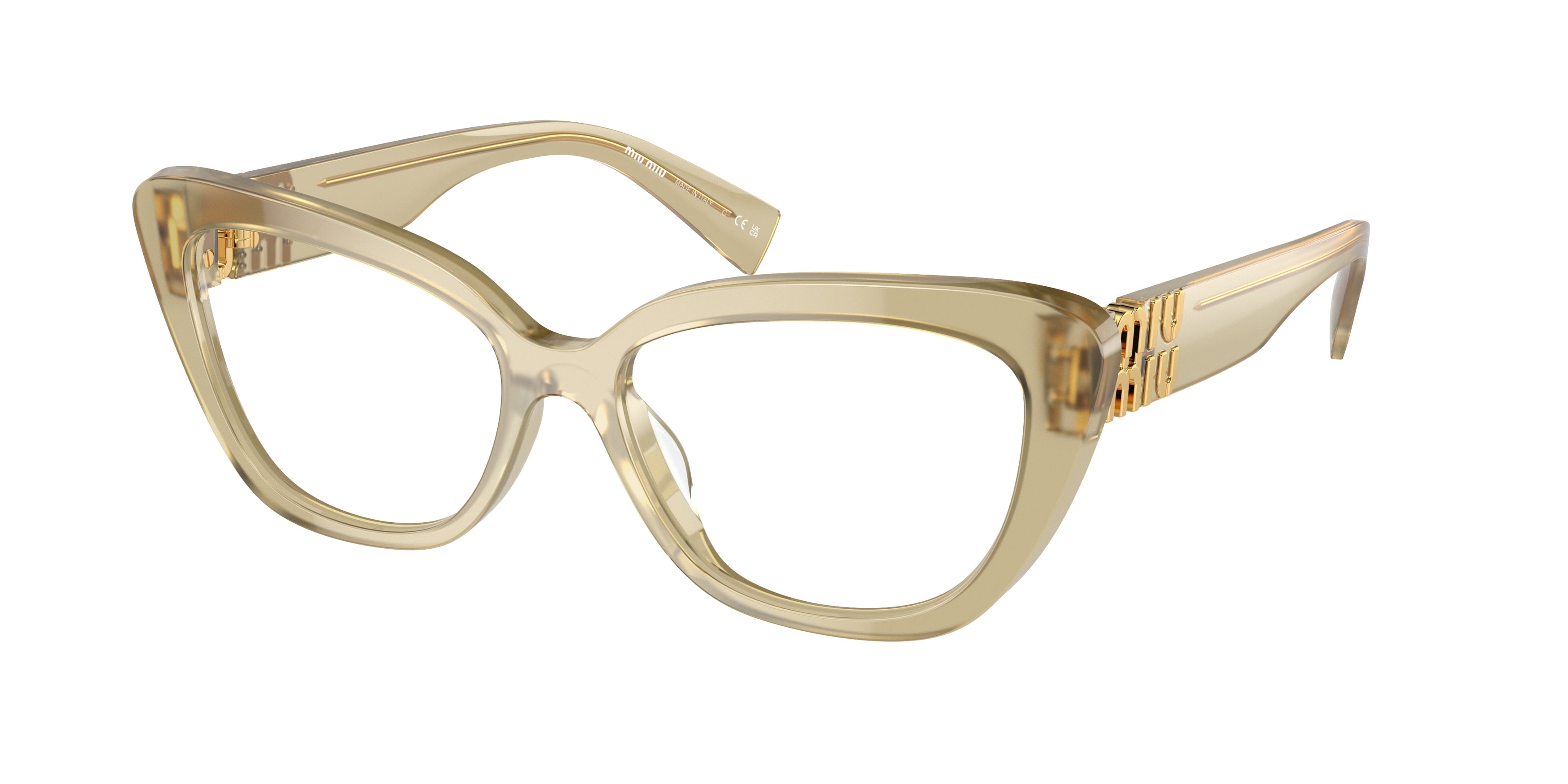 Miu Miu MU05VV Cat Eye Eyeglasses 11M1O1-Ivy Opal 55-140-16 - Color Map Green