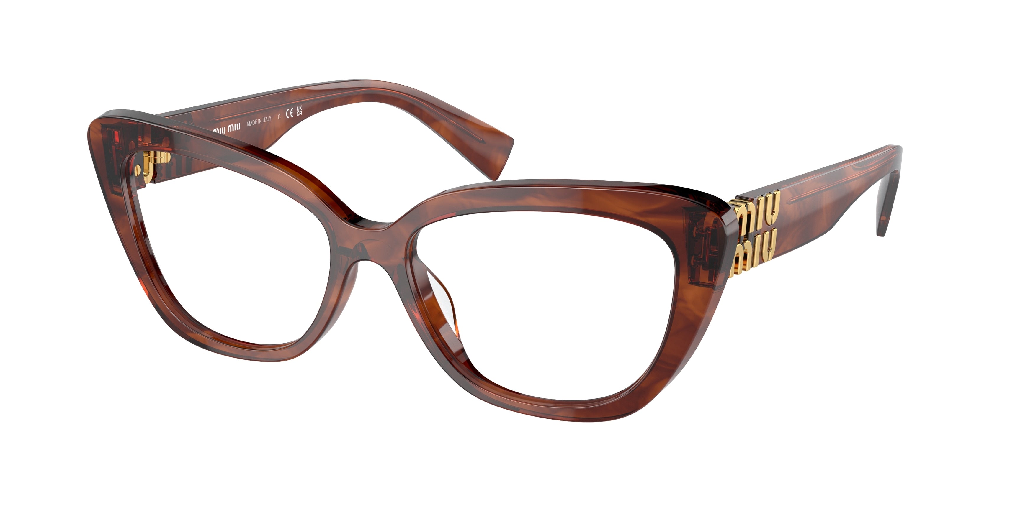 Miu Miu MU05VV Cat Eye Eyeglasses 11Q1O1-Striped Tobacco 55-140-16 - Color Map Brown