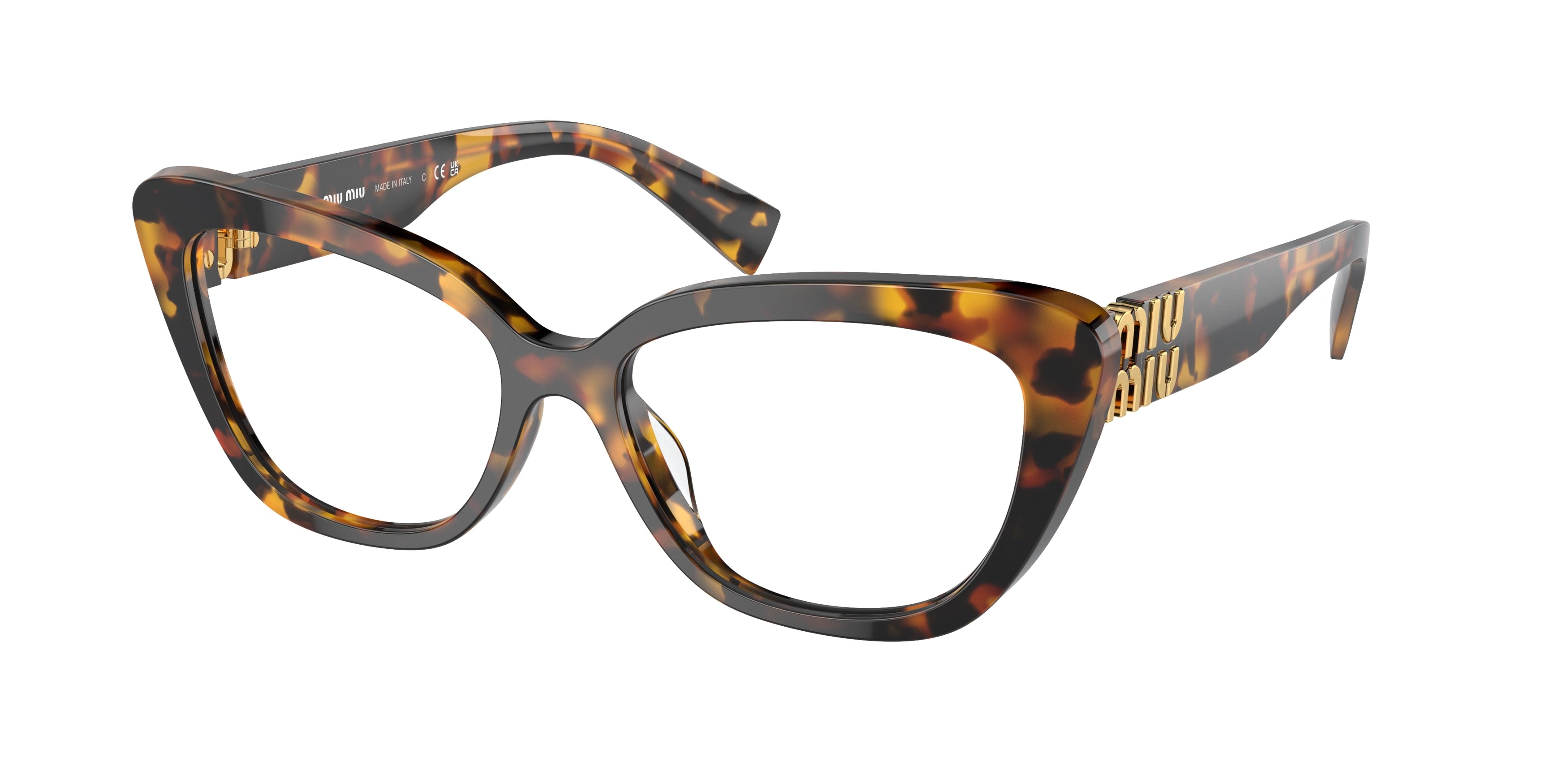 Miu Miu MU05VV Cat Eye Eyeglasses VAU1O1-Honey Havana 55-140-16 - Color Map Tortoise