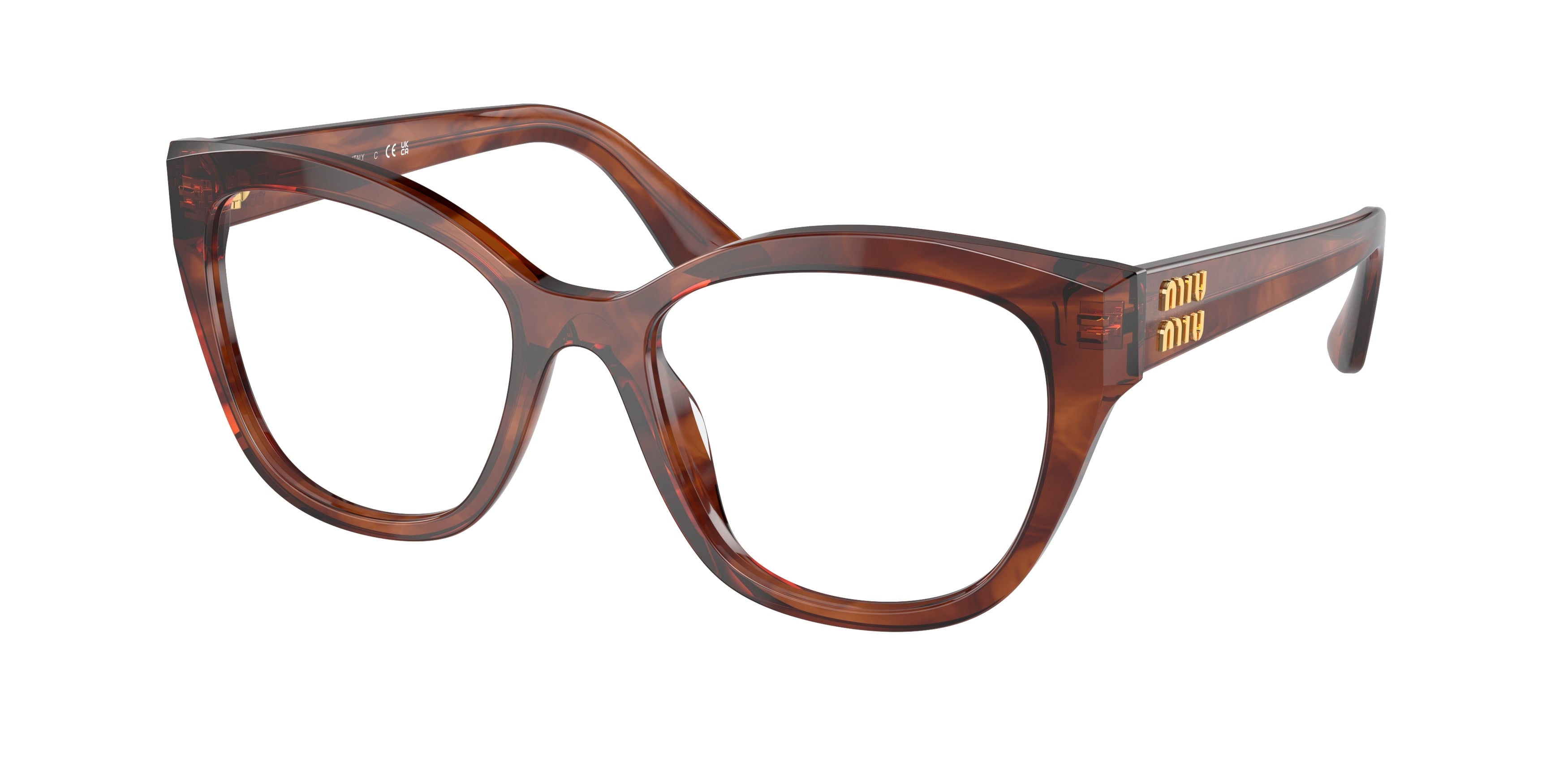 Miu Miu MU05XV Square Eyeglasses 11Q1O1-Striped Tobacco 52-140-19 - Color Map Brown