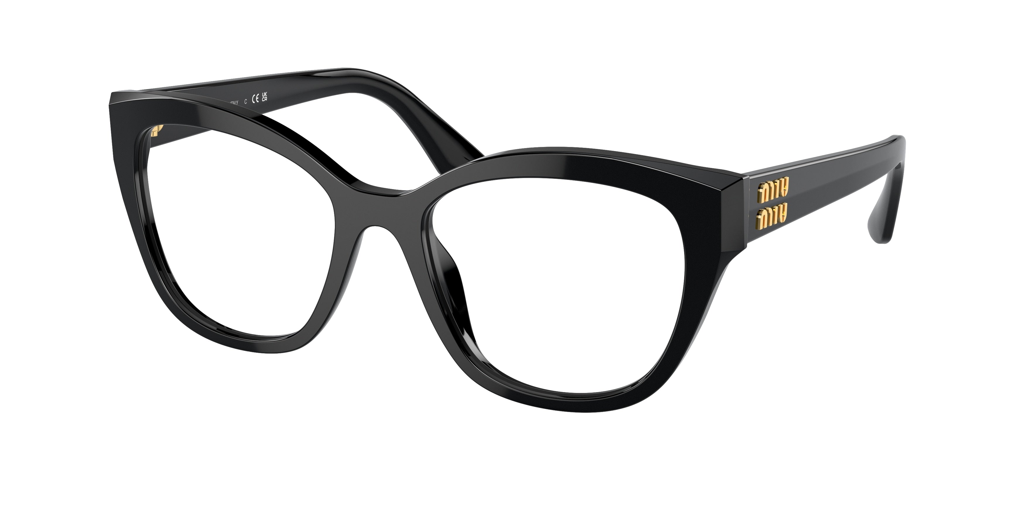 Miu Miu MU05XV Square Eyeglasses 1AB1O1-Black 54-140-19 - Color Map Black