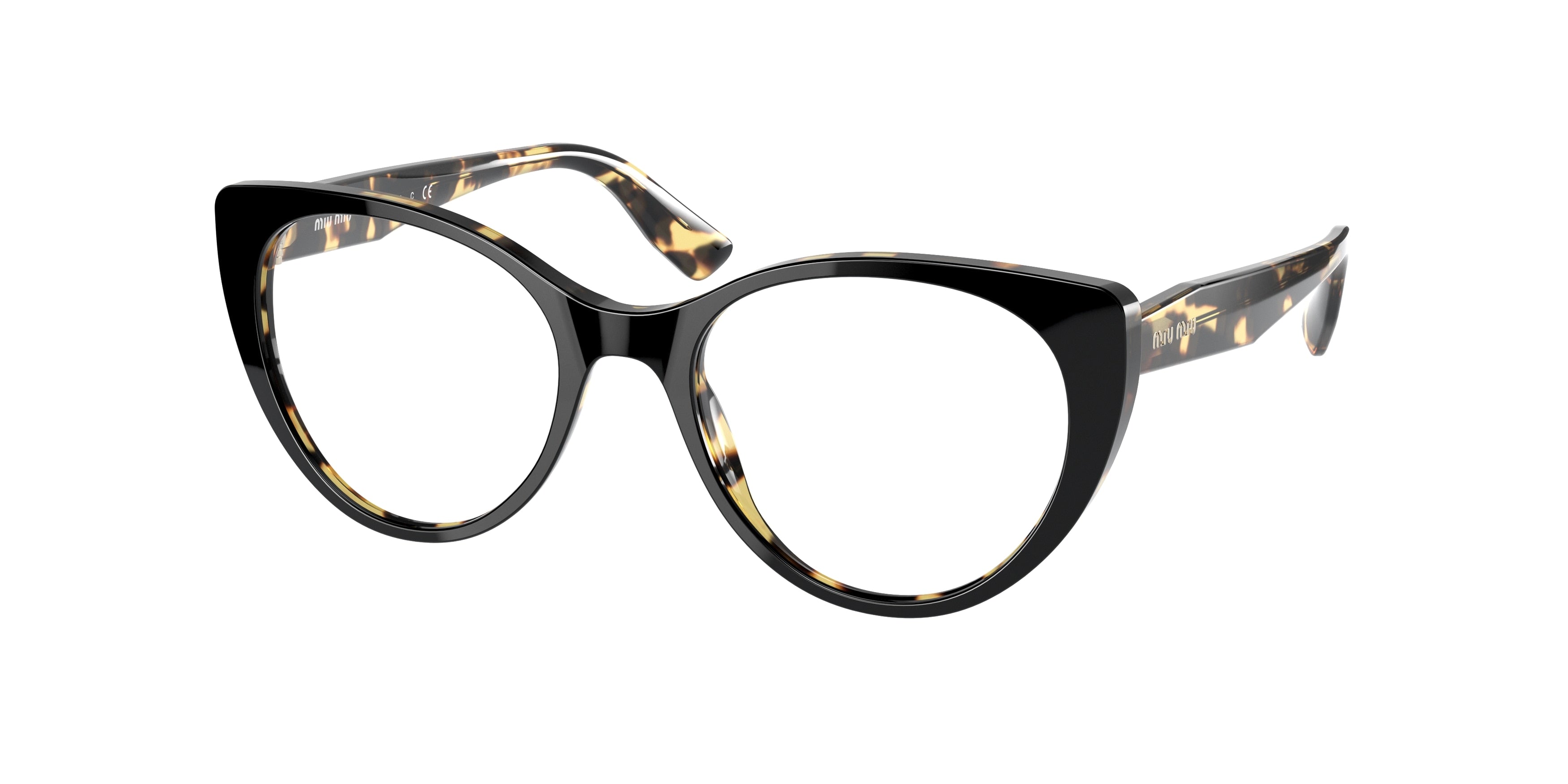 Miu Miu MU06TV Cat Eye Eyeglasses 3891O1-Light Havana/Top Black 50-140-18 - Color Map Black