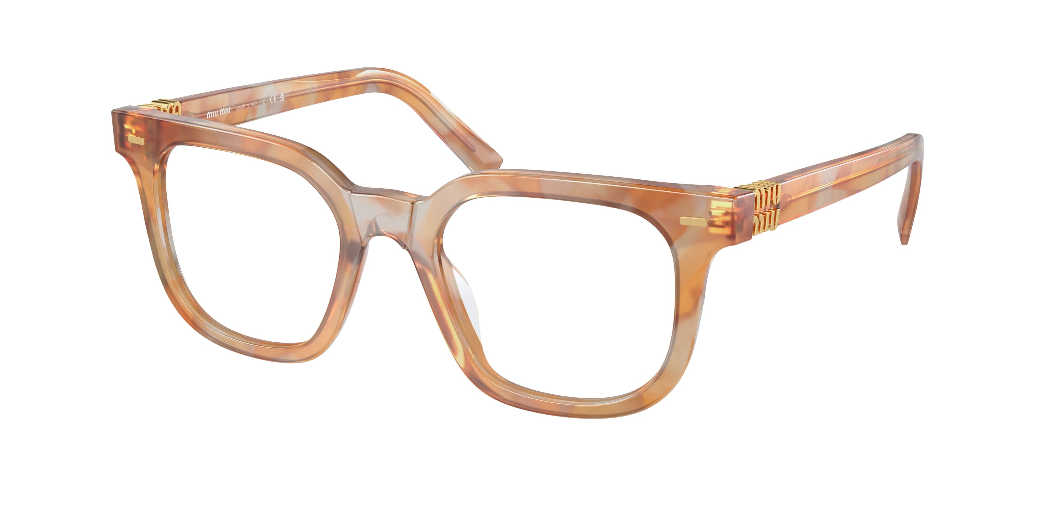 Miu Miu MU06XV Square Eyeglasses 13U1O1-Havana Cream 49-140-20 - Color Map Tortoise