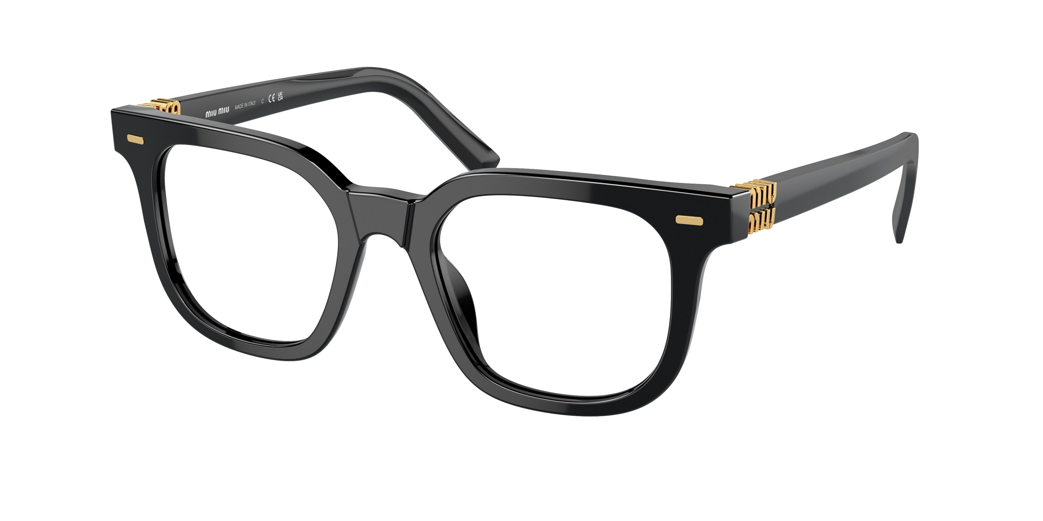 Miu Miu MU06XV Square Eyeglasses 16K1O1-Black 49-140-20 - Color Map Black