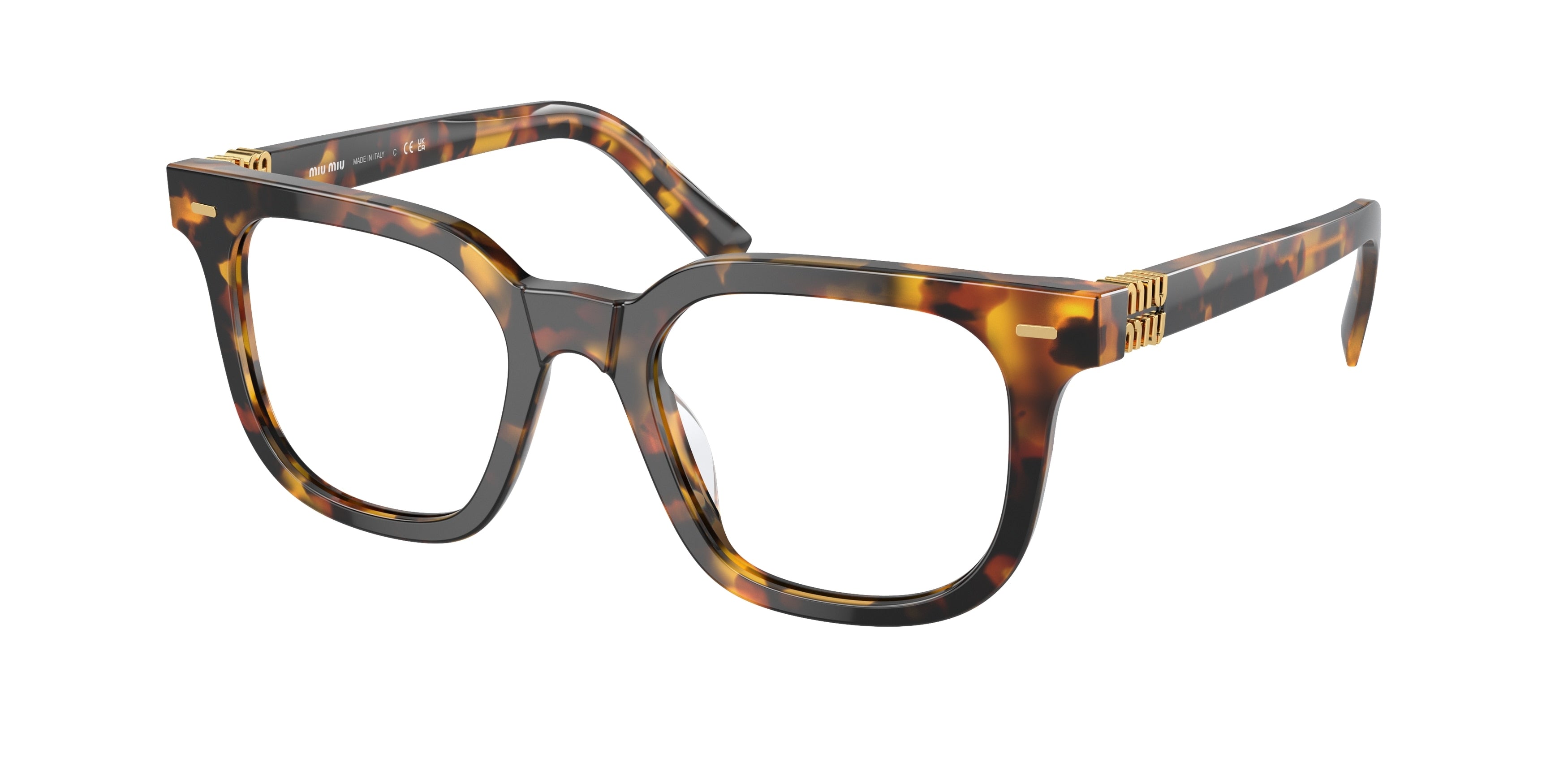 Miu Miu MU06XV Square Eyeglasses VAU1O1-Honey Havana 49-140-20 - Color Map Tortoise
