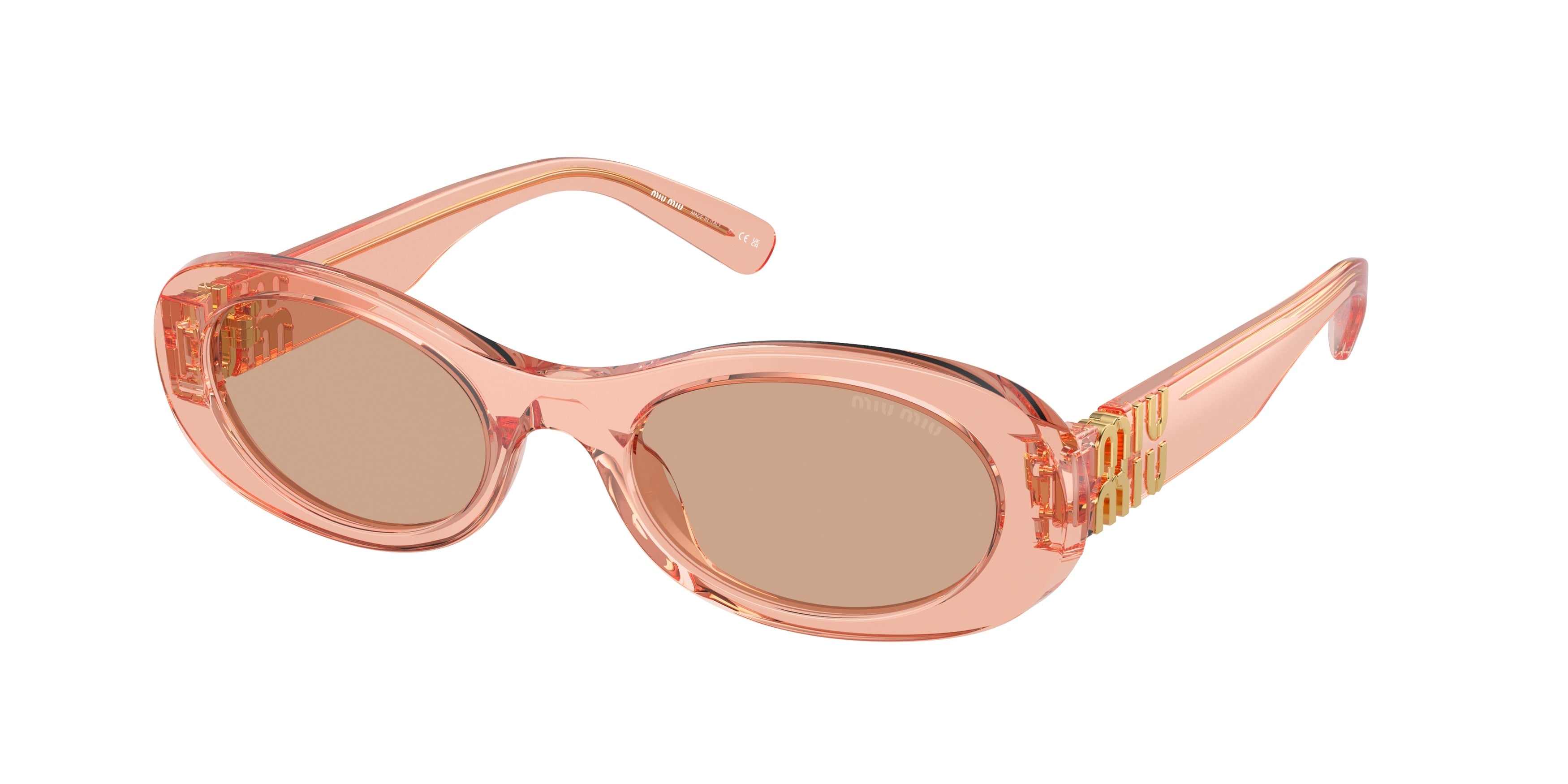 Miu Miu MU06ZS Oval Sunglasses  13T1P1-Noisette Transparent 50-140-20 - Color Map Pink