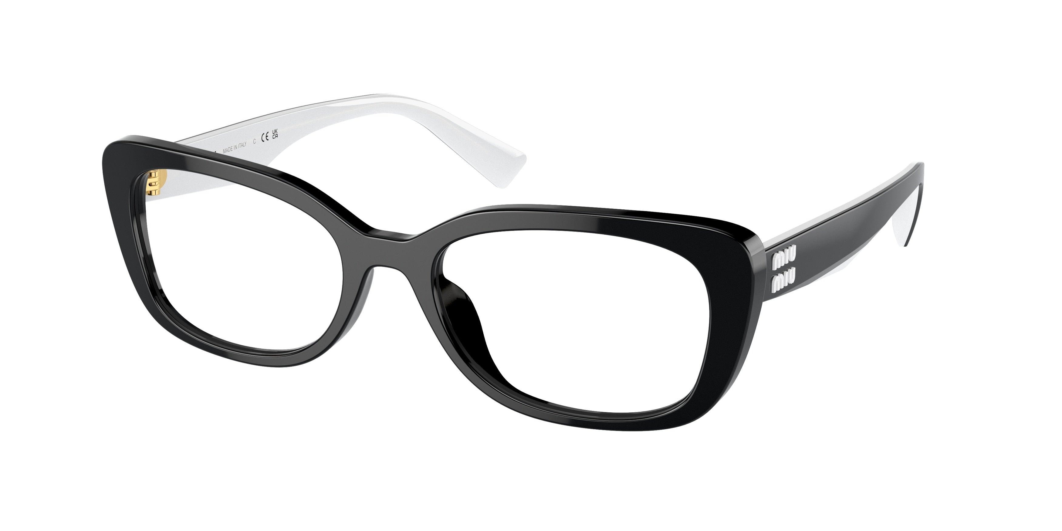 Miu Miu MU07VV Rectangle Eyeglasses 10G1O1-Black 55-140-19 - Color Map Black
