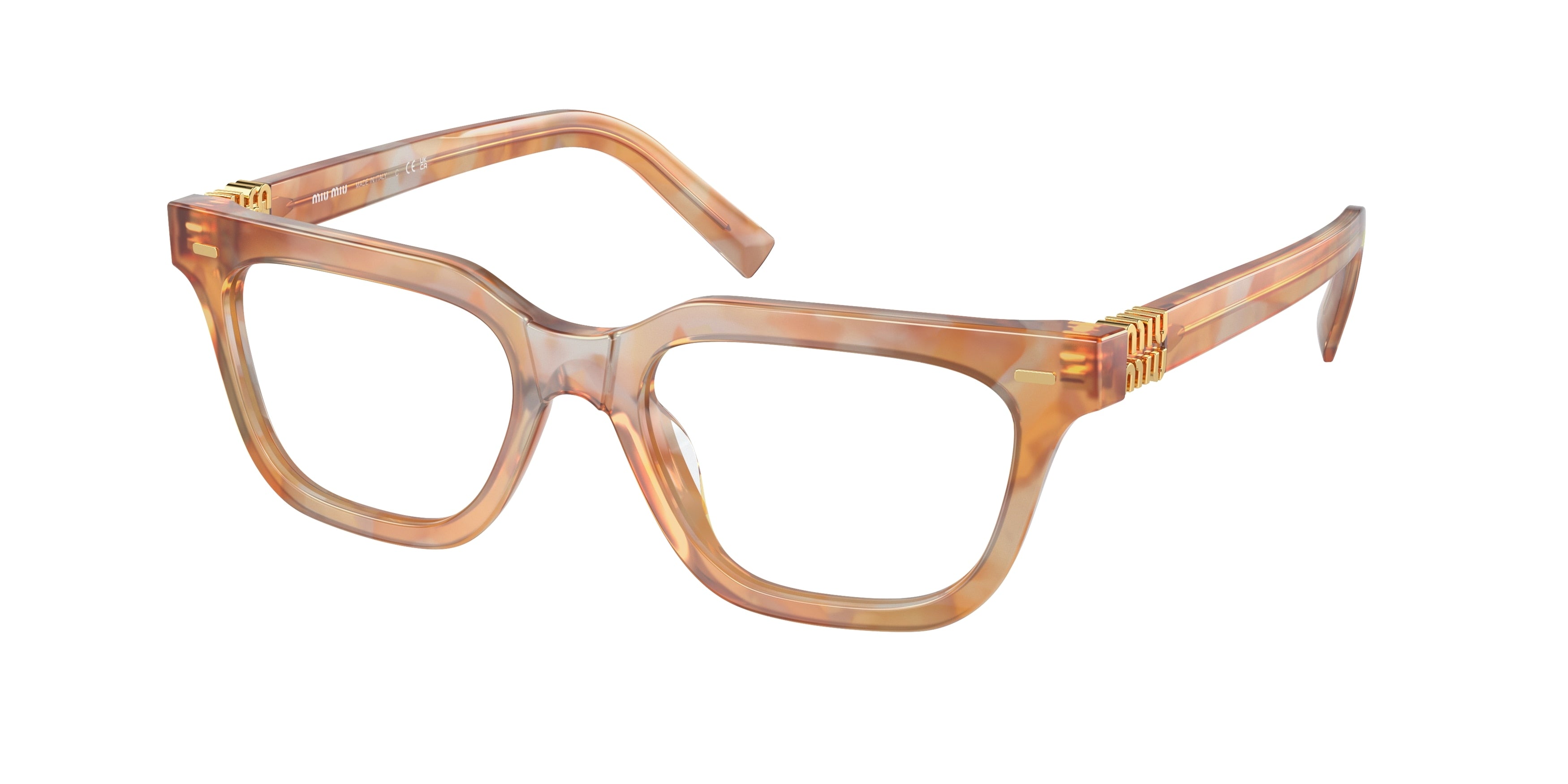 Miu Miu MU07XV Rectangle Eyeglasses 13U1O1-Cream Havana 53-140-18 - Color Map Tortoise