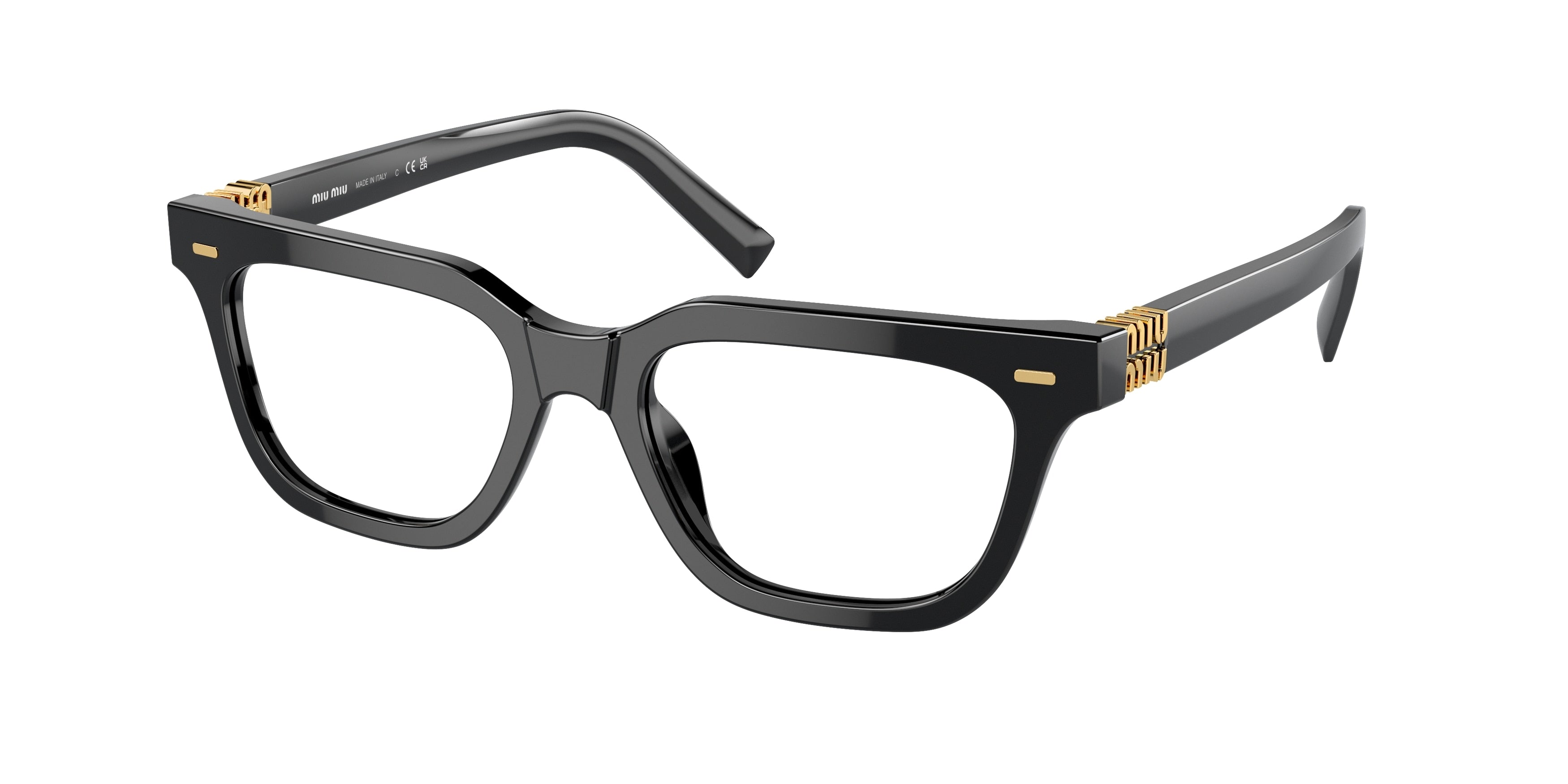 Miu Miu MU07XV Rectangle Eyeglasses 16K1O1-Black 53-140-18 - Color Map Black
