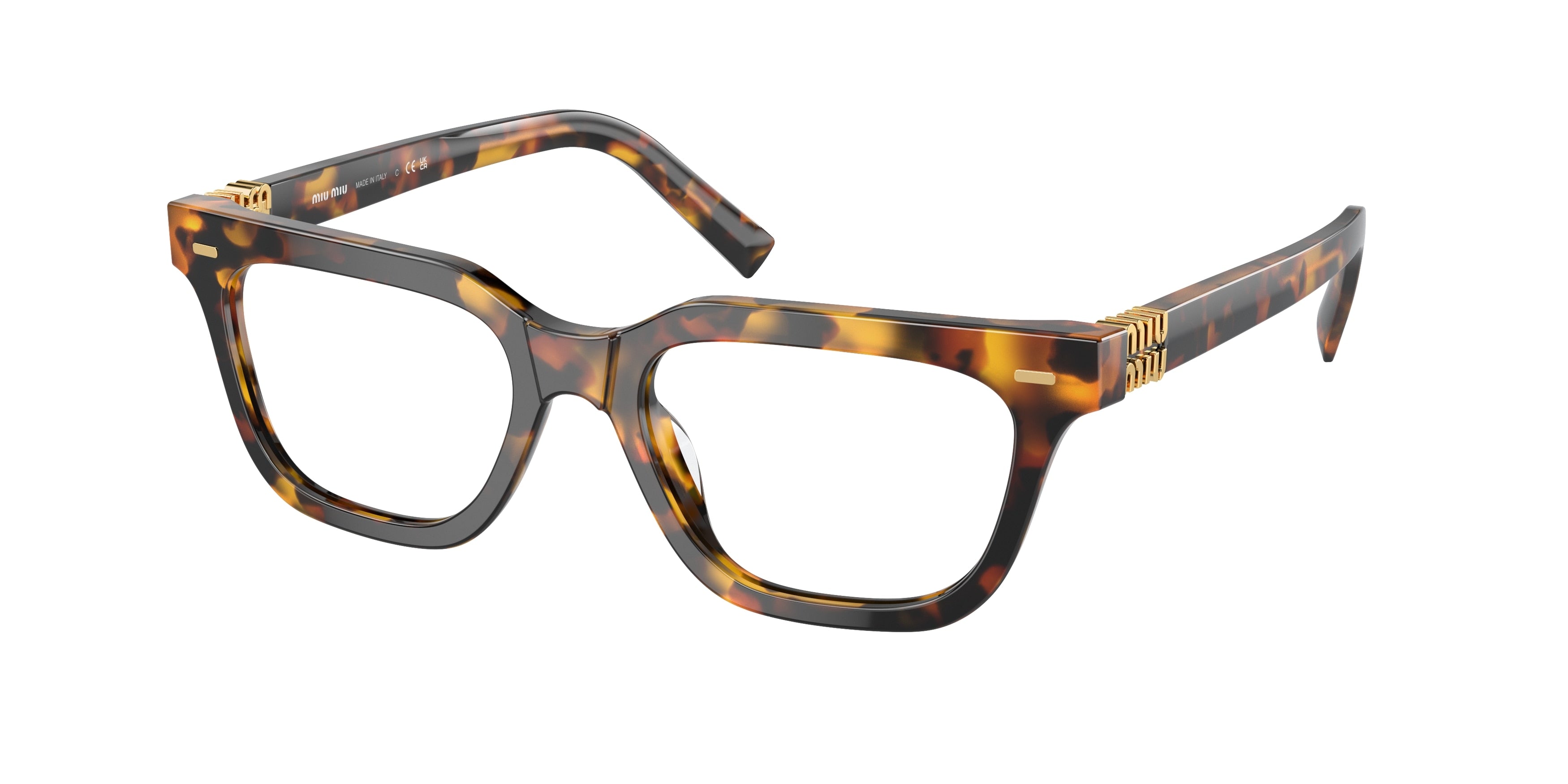Miu Miu MU07XV Rectangle Eyeglasses VAU1O1-Honey Havana 53-140-18 - Color Map Tortoise