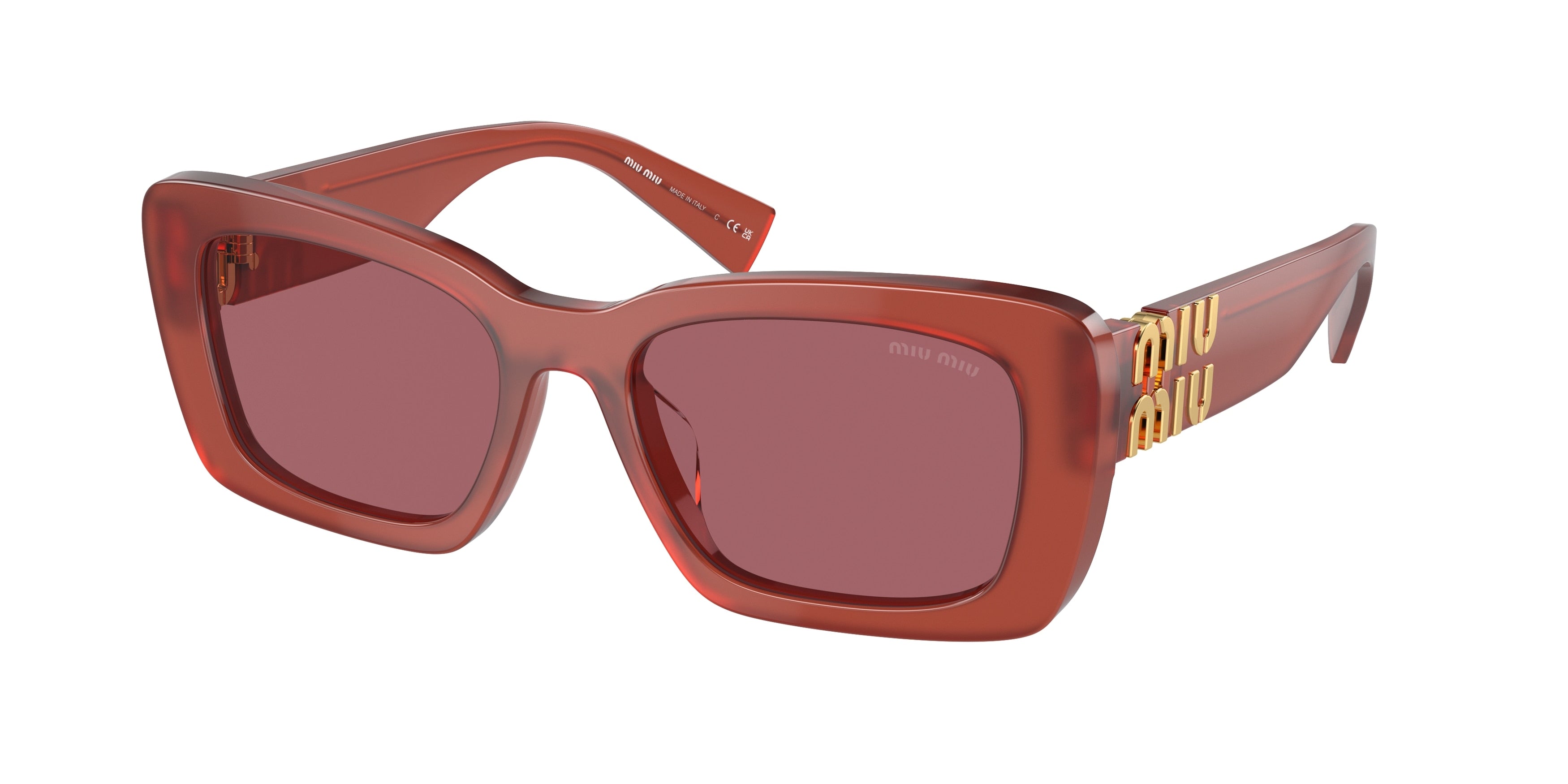 Miu Miu MU07YS Rectangle Sunglasses 10M08S-Cognac Opal 53-135-18 - Color Map Red