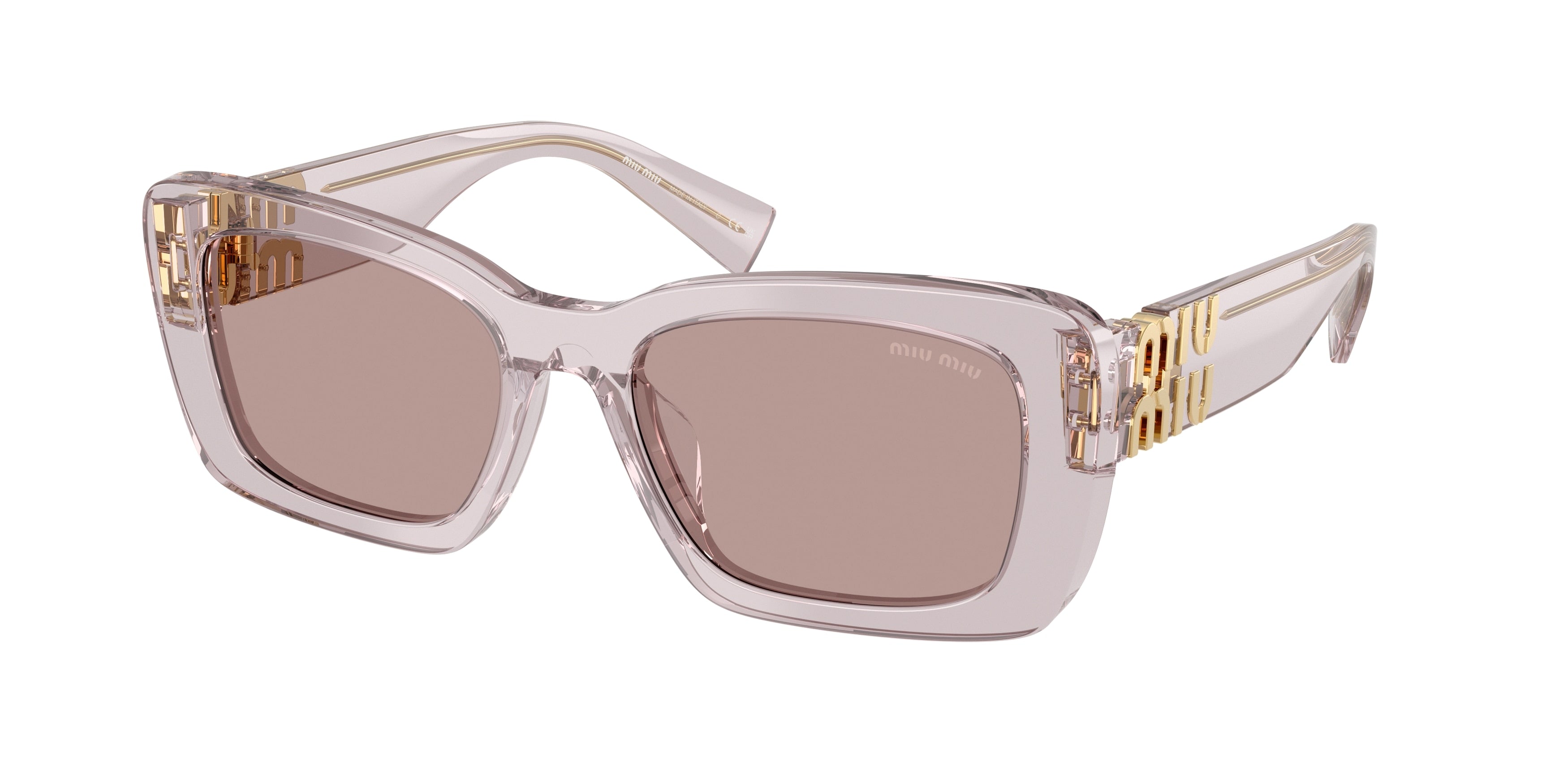 Miu Miu MU07YS Rectangle Sunglasses 12W20I-Transparent Mauve 53-135-18 - Color Map Violet