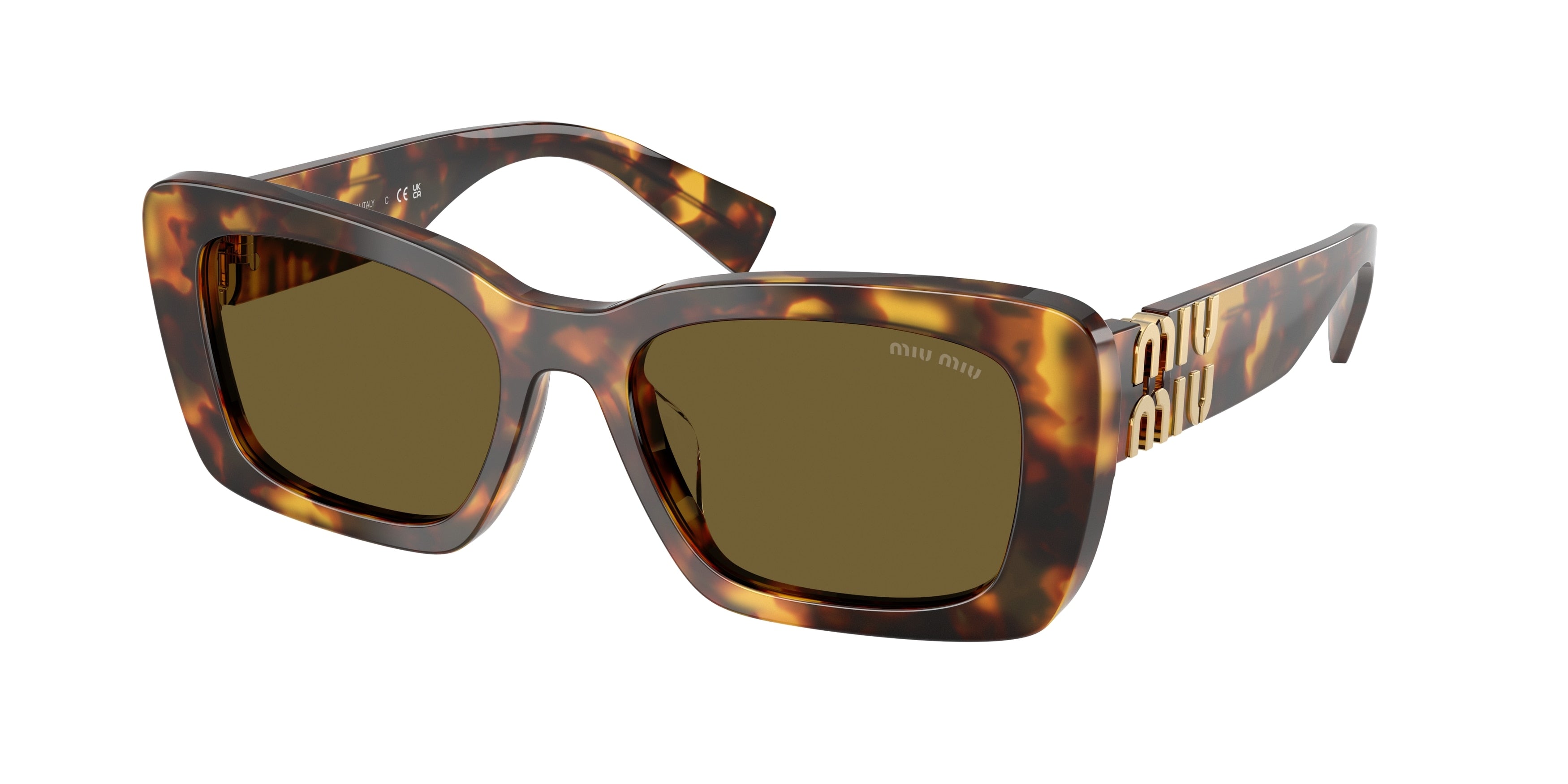 Miu Miu MU07YS Rectangle Sunglasses 14L09Z-Honey Havana 53-135-18 - Color Map Tortoise