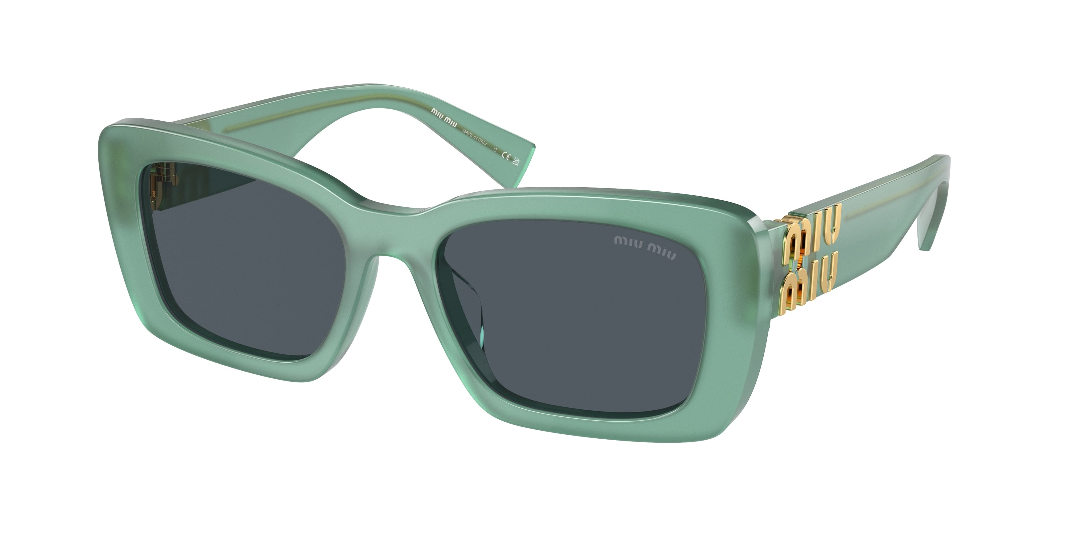 Miu Miu MU07YS Rectangle Sunglasses 19L09T-Opal Anise 53-135-18 - Color Map Blue