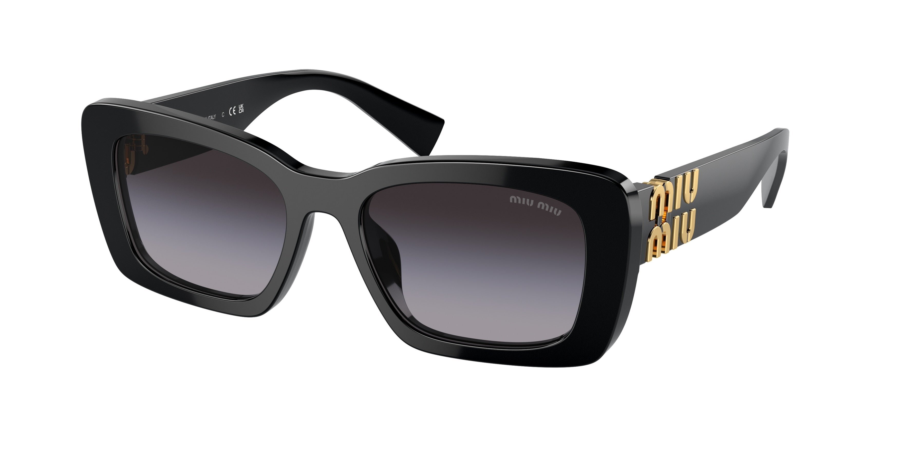 Miu Miu MU07YS Rectangle Sunglasses 1AB5D1-Black 53-135-18 - Color Map Black
