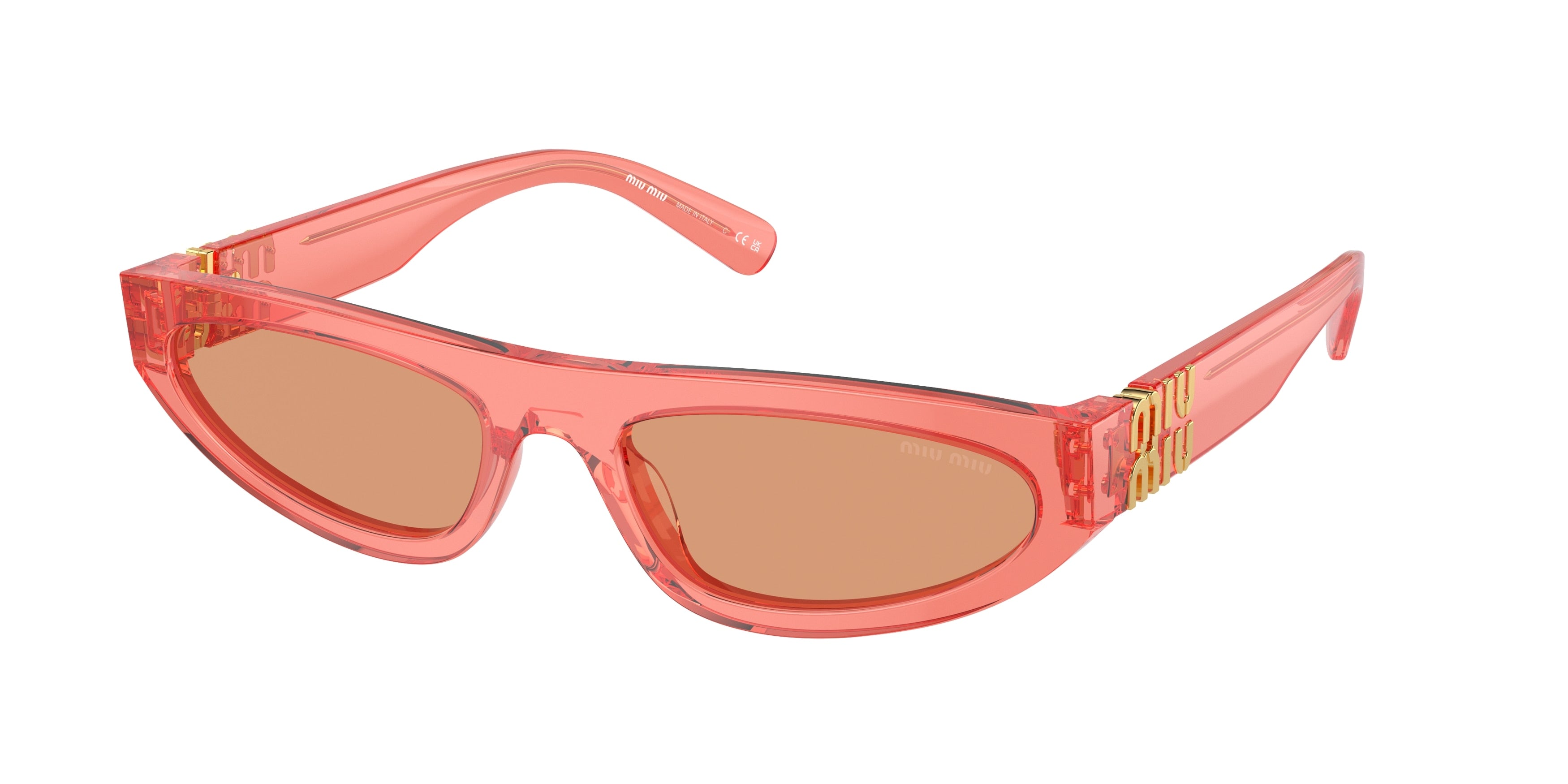 Miu Miu MU07ZS Irregular Sunglasses 14T07V-Tulip Transparent 56-140-19 - Color Map Red