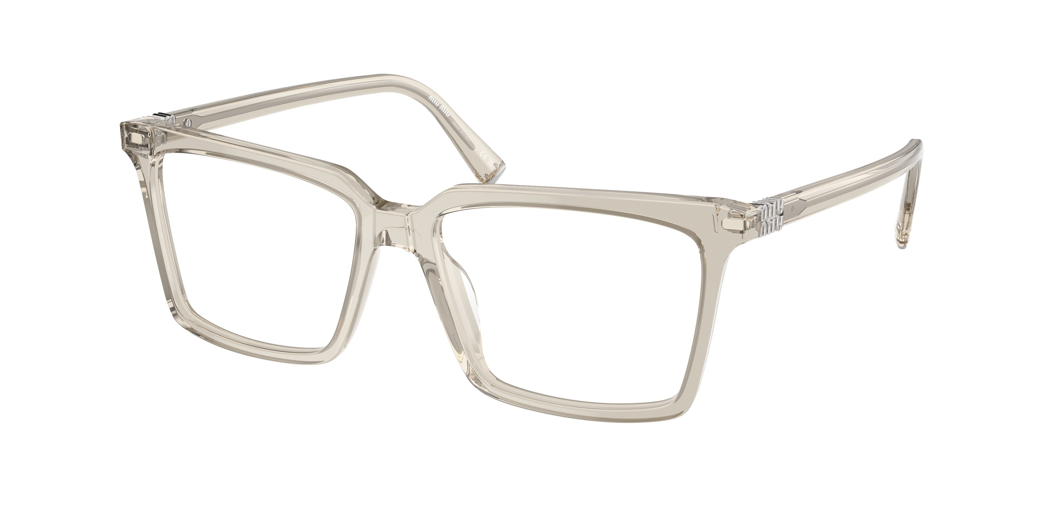 Miu Miu MU08XV Square Eyeglasses  12U1O1-Hemp Transparent 54-140-16 - Color Map Grey