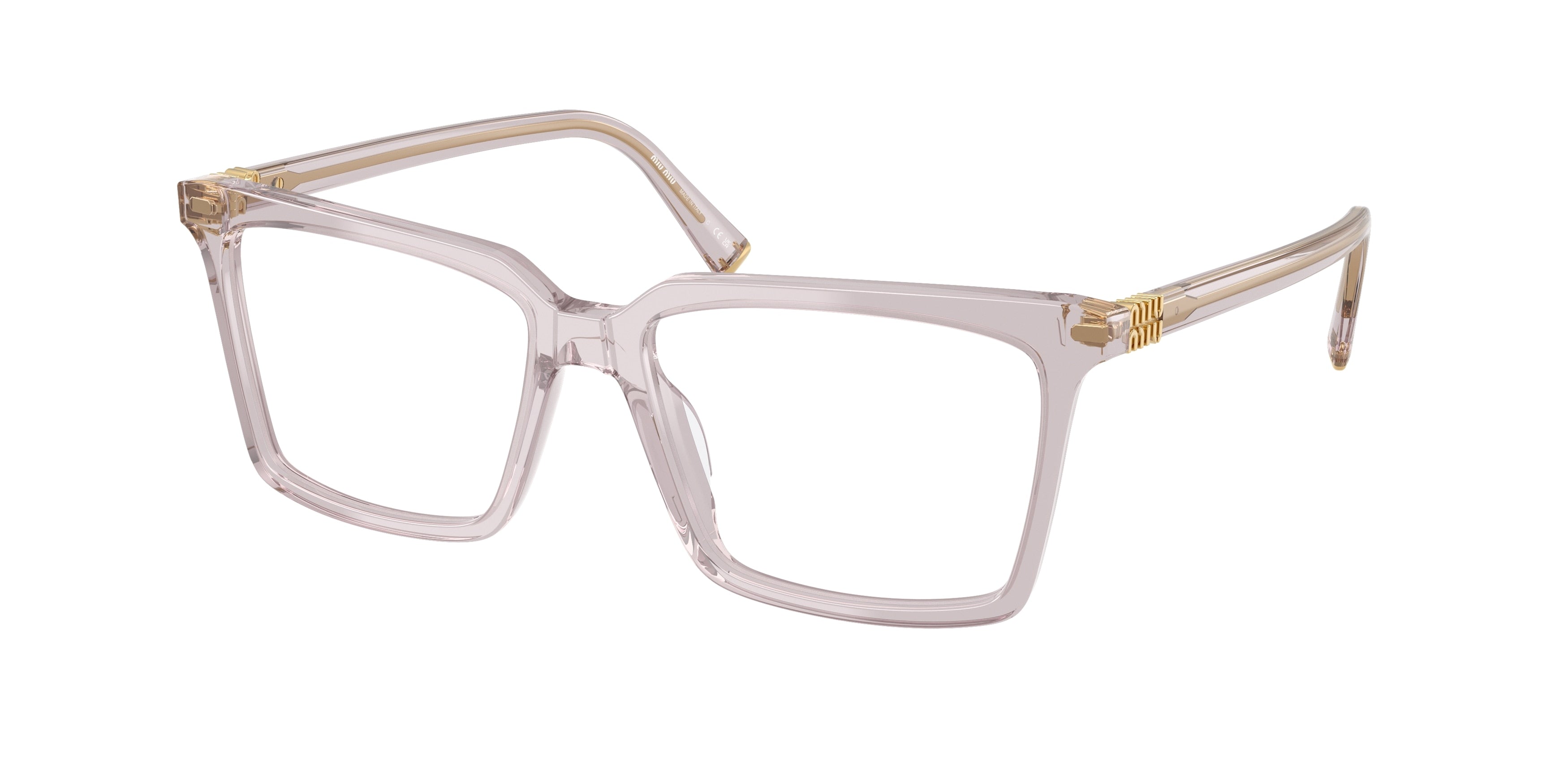 Miu Miu MU08XV Square Eyeglasses 12W1O1-Transparent Mauve 54-140-16 - Color Map Violet