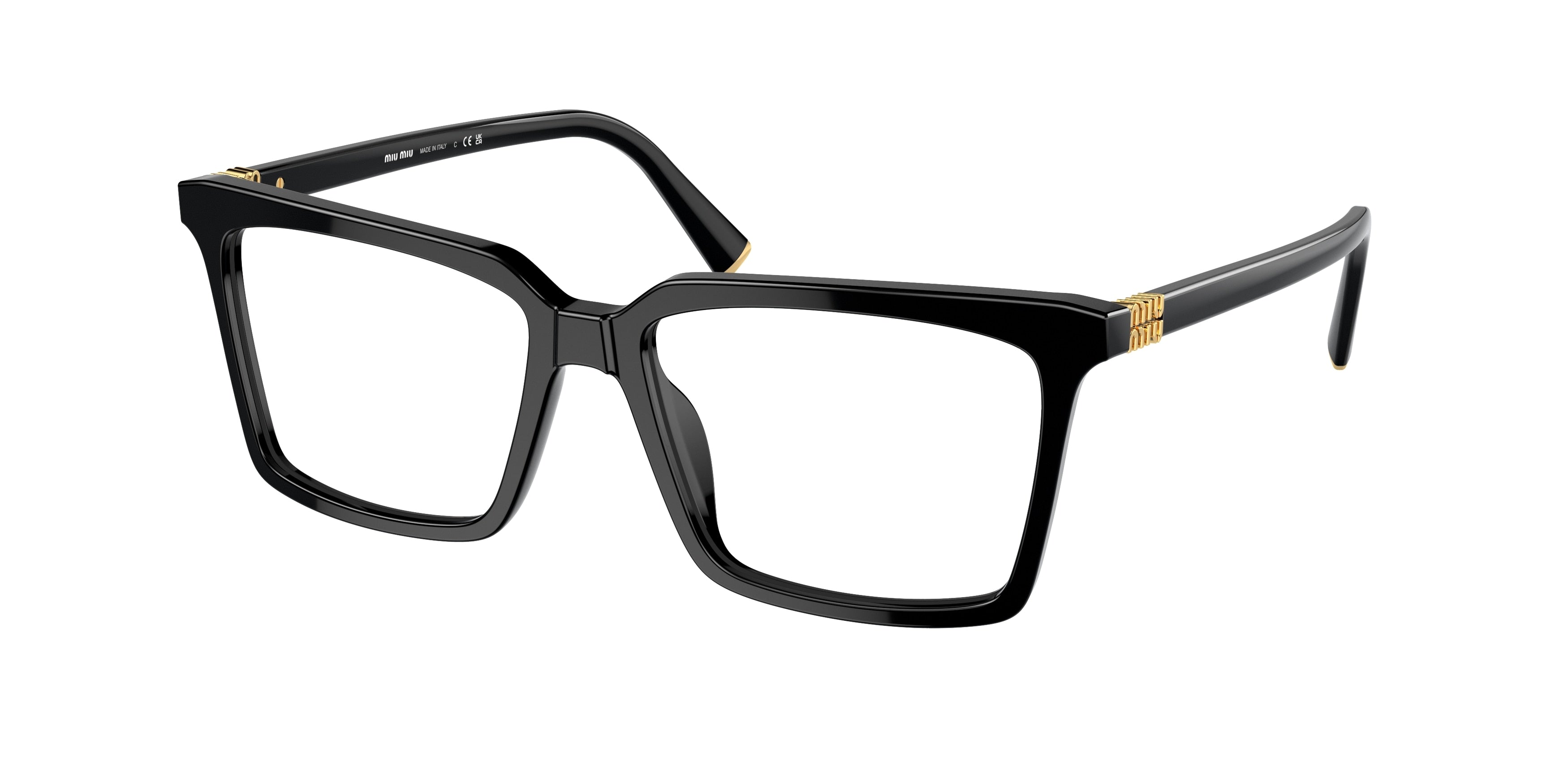 Miu Miu MU08XV Square Eyeglasses 16K1O1-Black 54-140-16 - Color Map Black