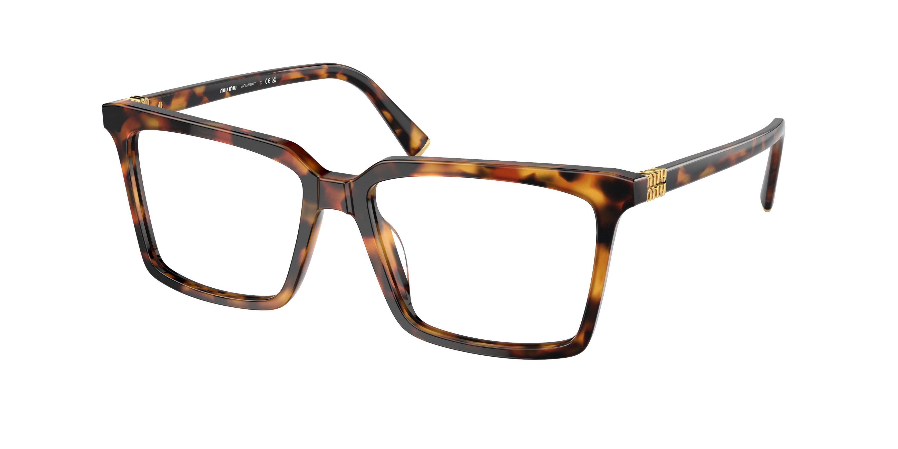 Miu Miu MU08XV Square Eyeglasses 19P1O1-Cork Havana 52-140-16 - Color Map Tortoise