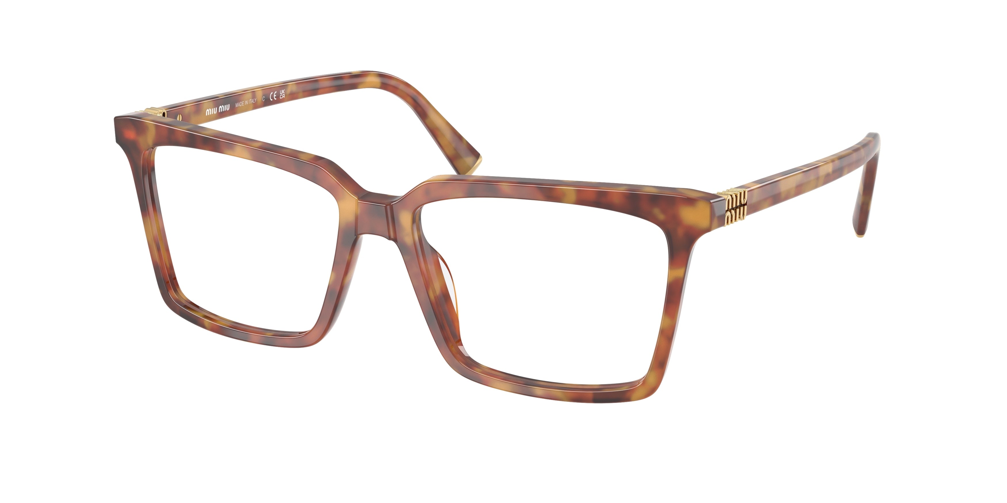 Miu Miu MU08XV Square Eyeglasses 4BW1O1-Red Havana 54-140-16 - Color Map Tortoise