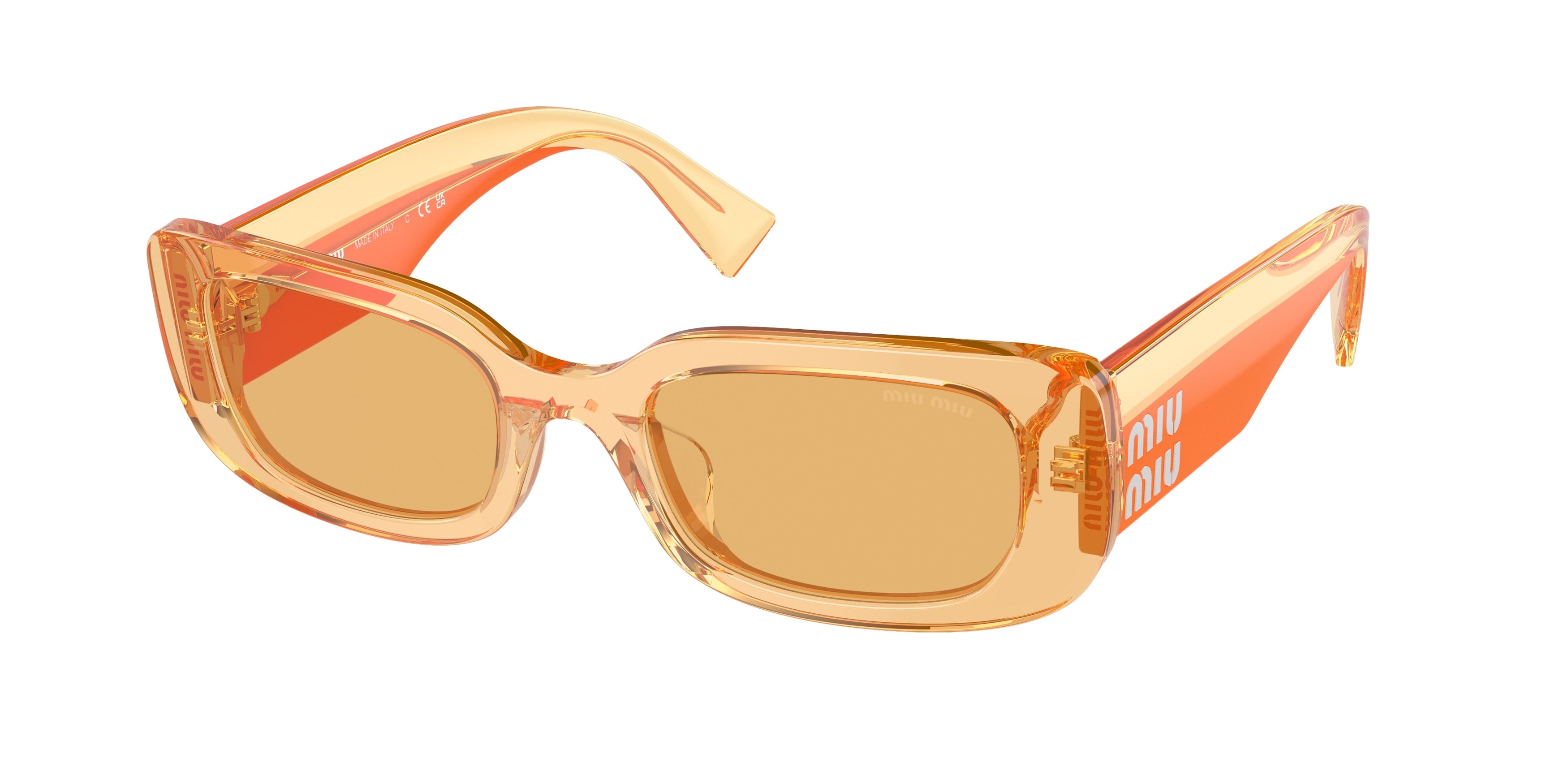 Miu Miu MU08YS Rectangle Sunglasses 12M10B-Orange 51-140-21 - Color Map Orange