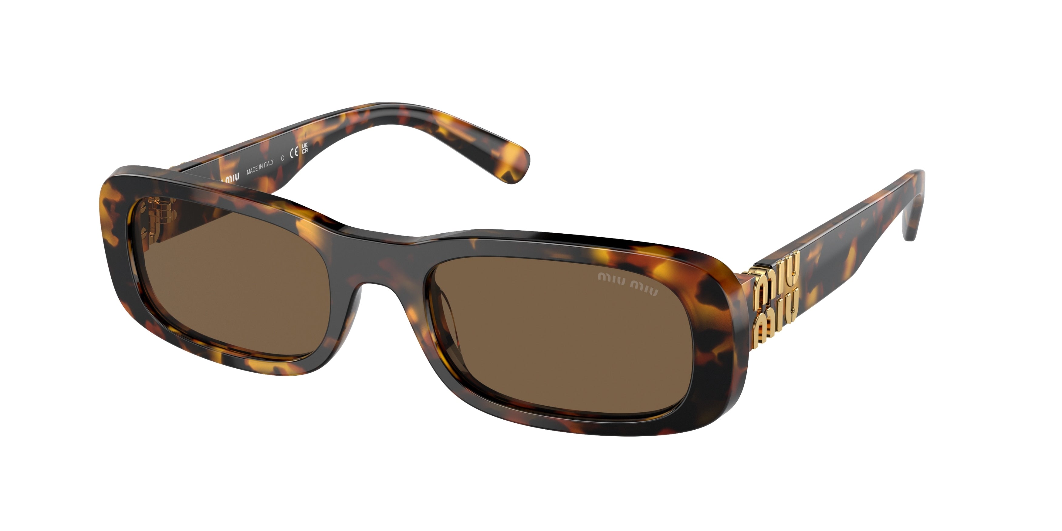 Miu Miu MU08ZS Rectangle Sunglasses VAU06B-Honey Havana 53-140-20 - Color Map Tortoise