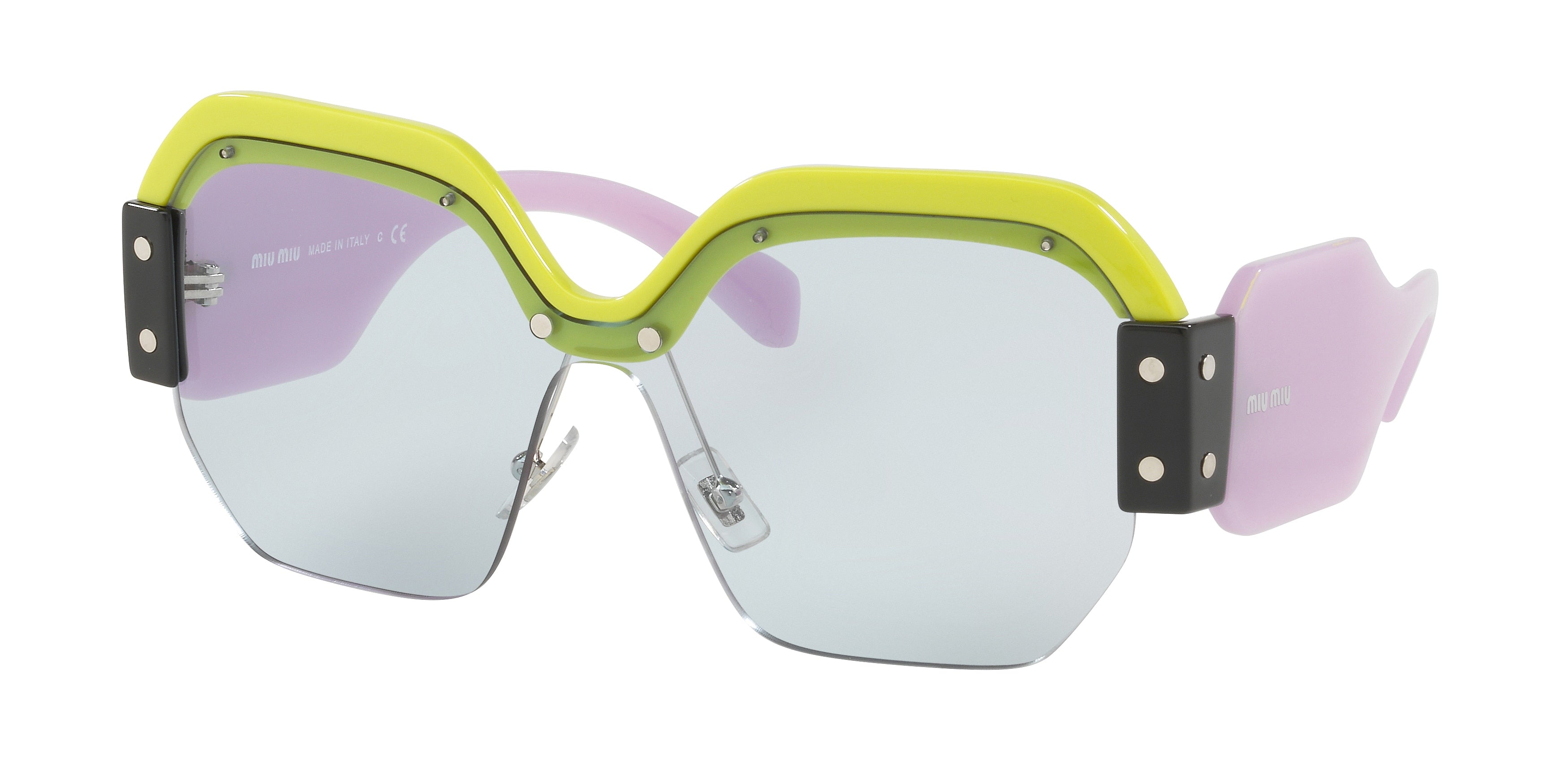 Miu Miu MU09SS Irregular Sunglasses  VIV4Q2-Yellow 32-135-132 - Color Map Yellow