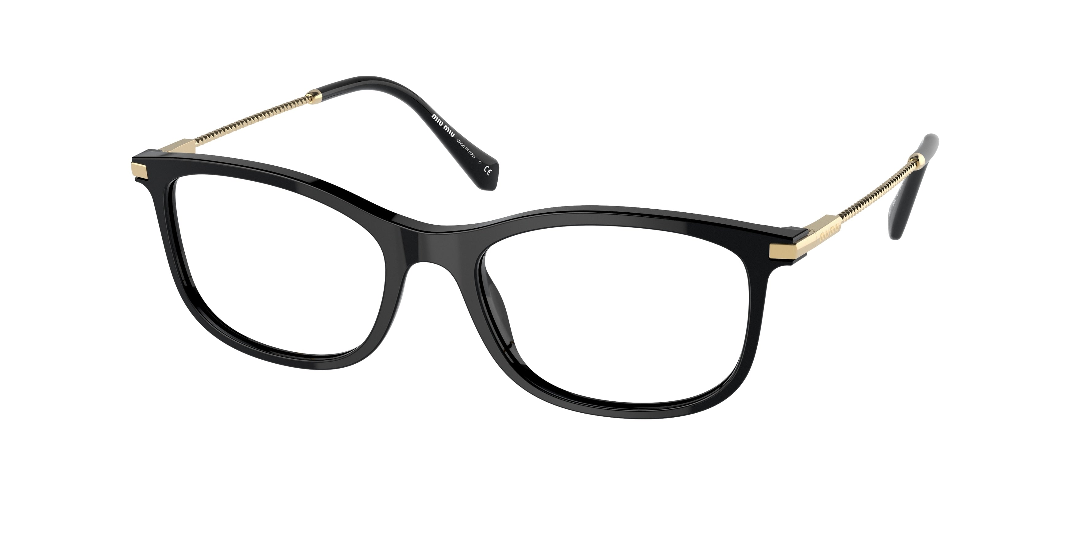 Miu Miu MU09TV Rectangle Eyeglasses 1AB1O1-Black 53-140-18 - Color Map Black