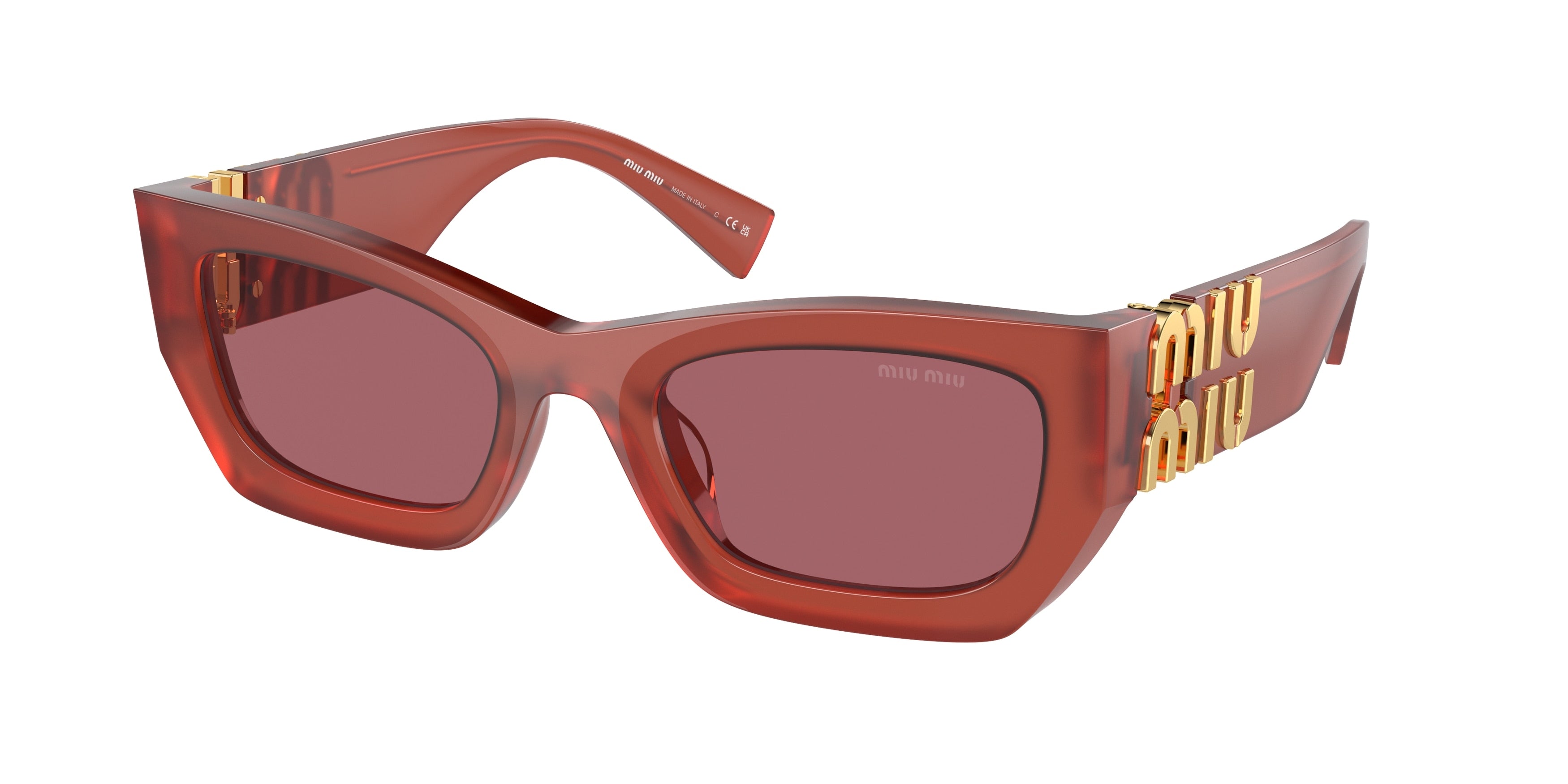 Miu Miu MU09WS Rectangle Sunglasses  10M08S-Cognac Opal 53-135-22 - Color Map Red