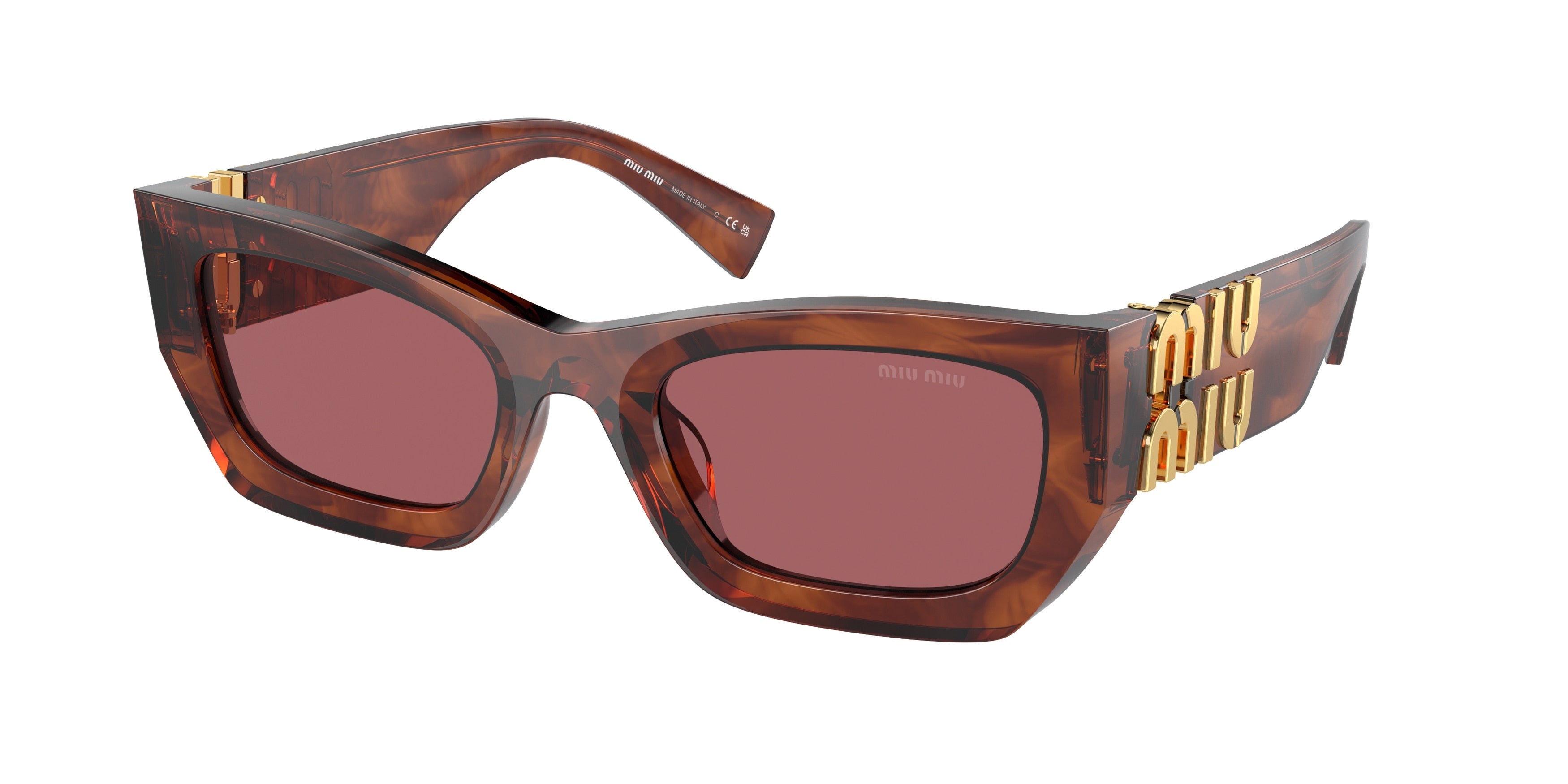 Miu Miu MU09WS Rectangle Sunglasses 11Q08S-Striped Tobacco 53-135-22 - Color Map Brown