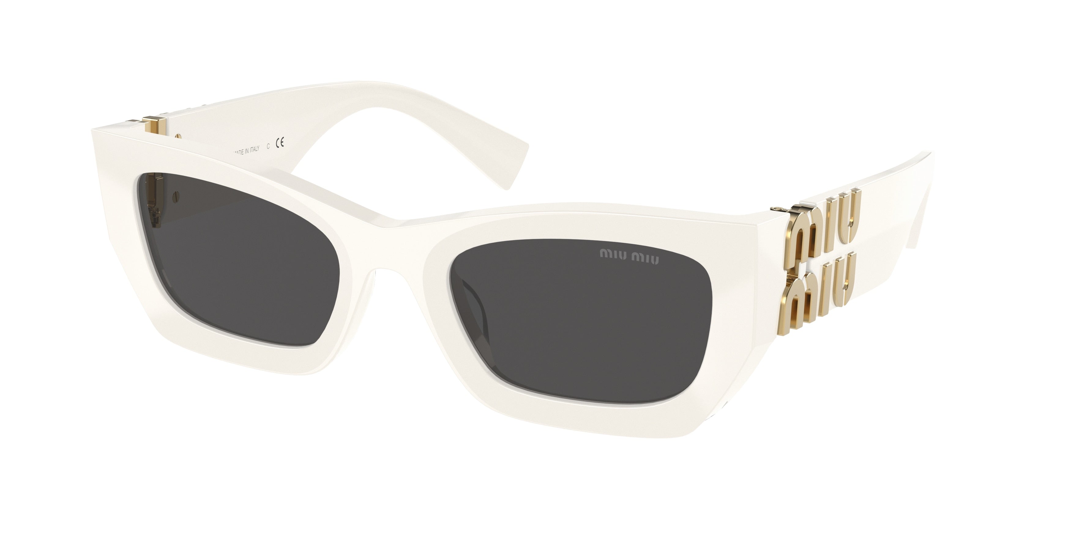 Miu Miu MU09WS Rectangle Sunglasses 1425S0-White 53-135-22 - Color Map White