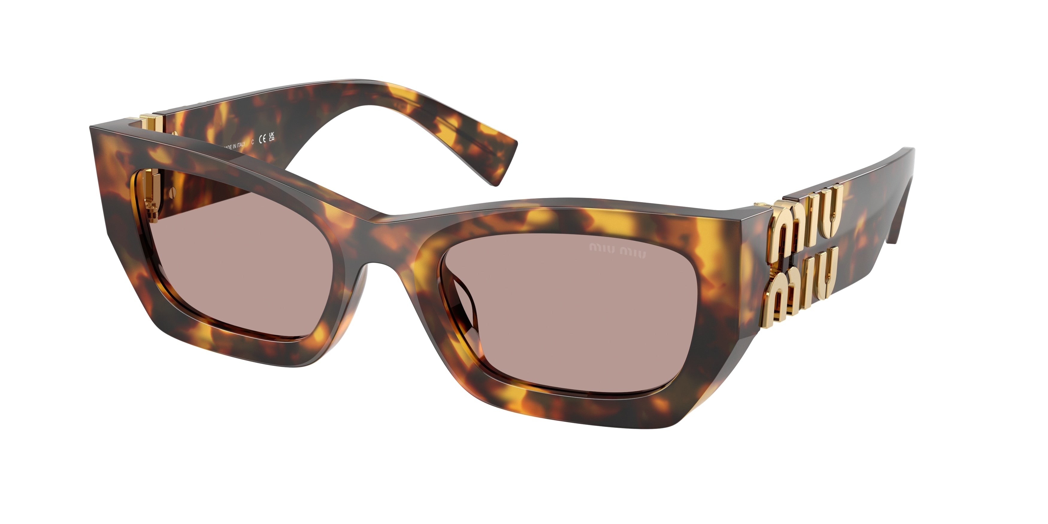 Miu Miu MU09WS Rectangle Sunglasses 14L20I-Honey Havana 53-135-22 - Color Map Tortoise