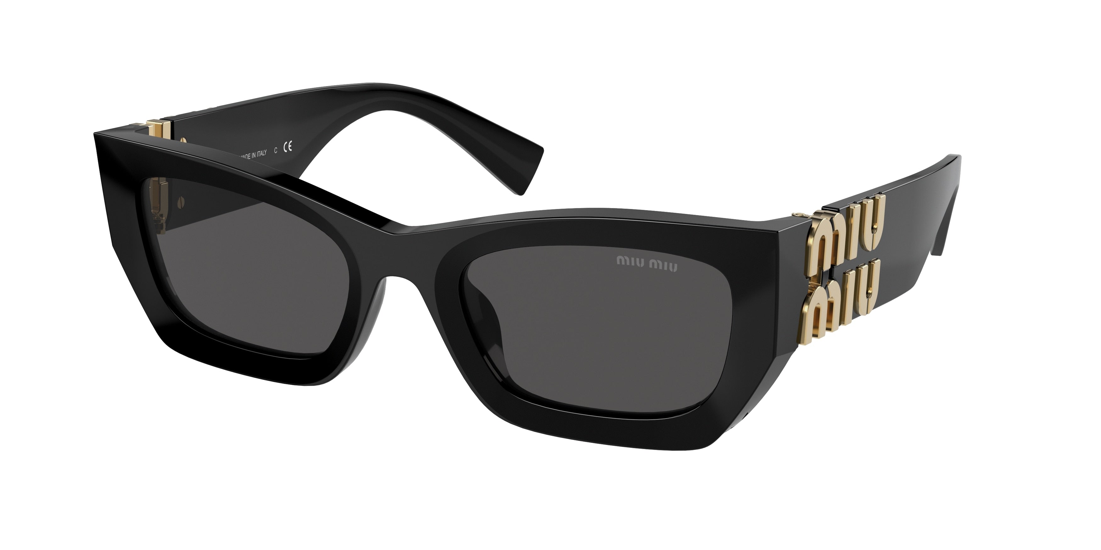 Miu Miu MU09WS Rectangle Sunglasses 1AB5S0-Black 53-135-22 - Color Map Black