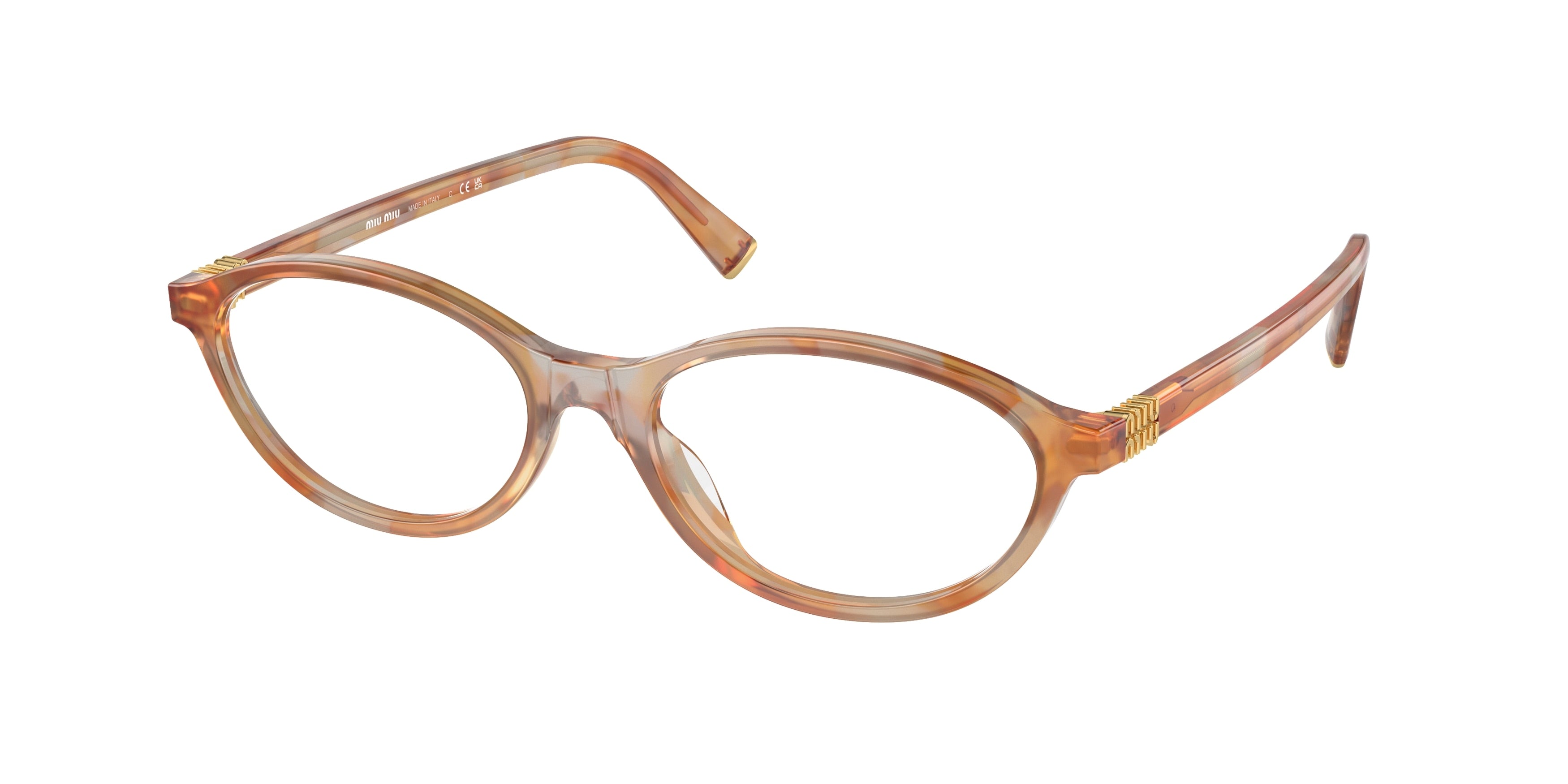 Miu Miu MU09XV Oval Eyeglasses 13U1O1-Cream Havana 54-140-17 - Color Map Tortoise