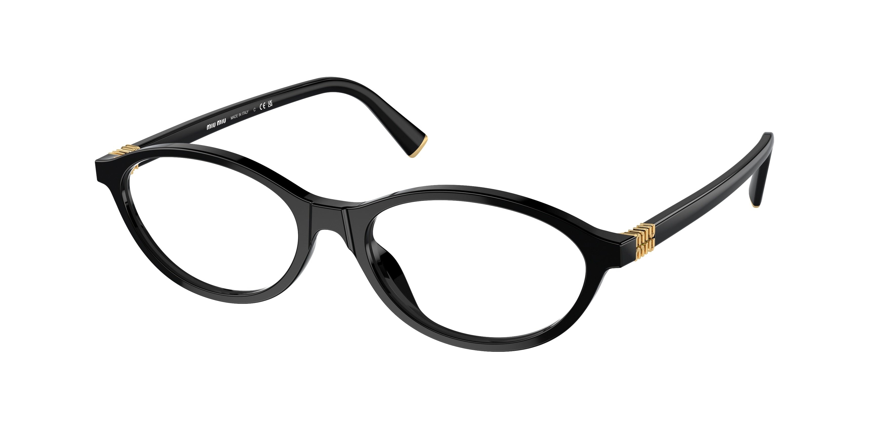 Miu Miu MU09XV Oval Eyeglasses 16K1O1-Black 54-140-17 - Color Map Black