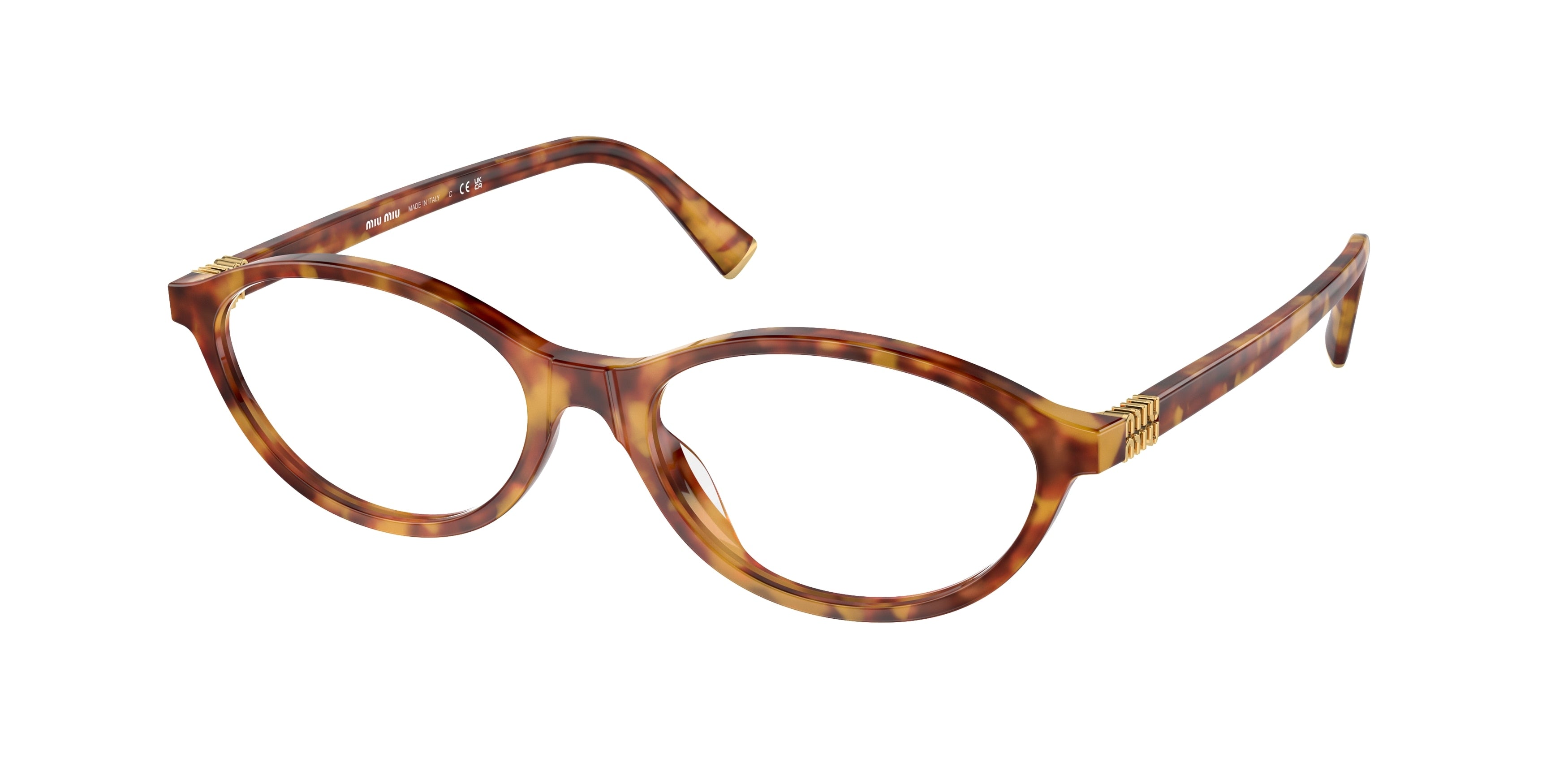 Miu Miu MU09XV Oval Eyeglasses 4BW1O1-Light Havana 54-140-17 - Color Map Tortoise