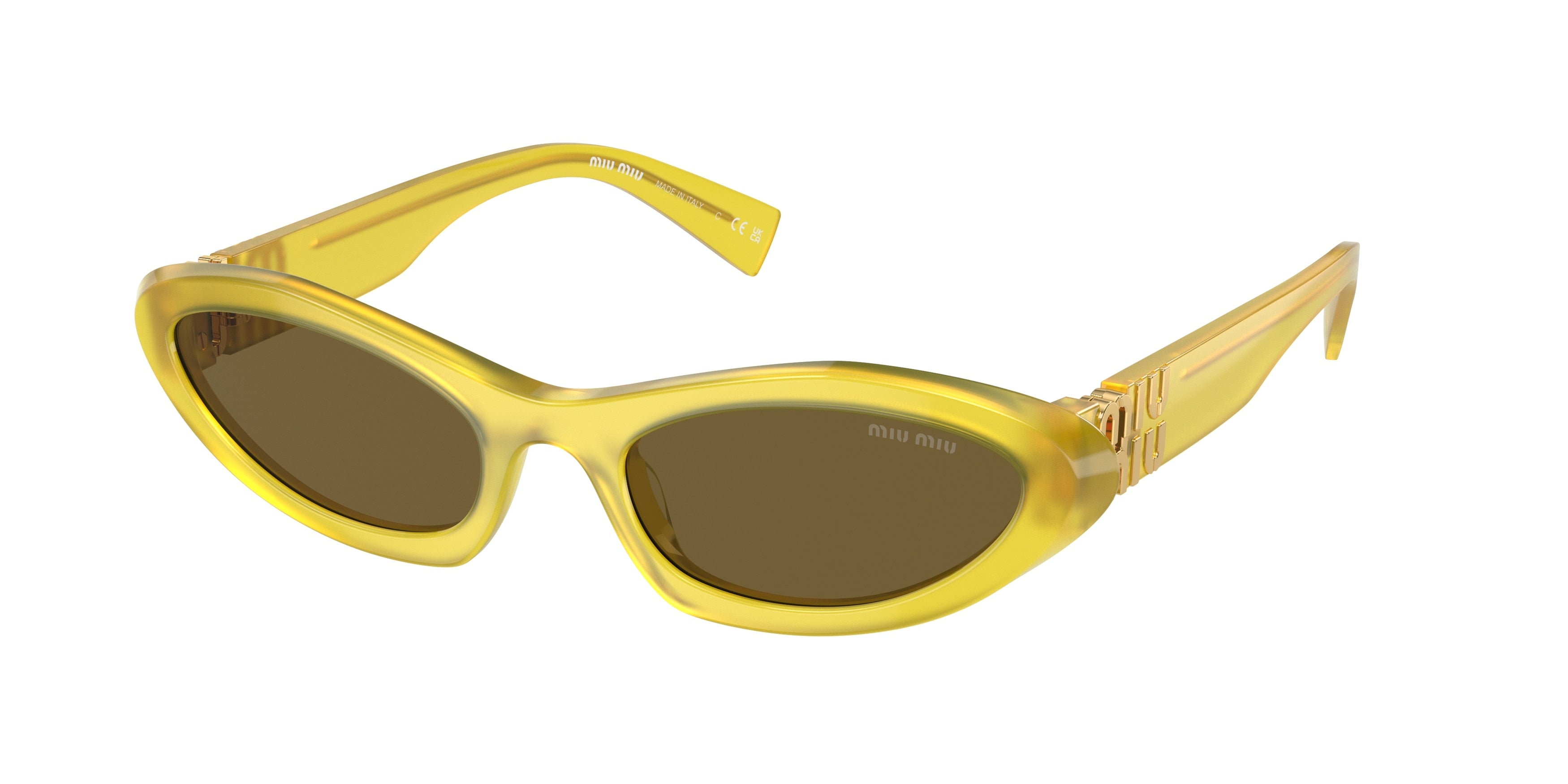 Miu Miu MU09YS Irregular Sunglasses  17L01T-Ananas Opal 54-140-20 - Color Map Yellow