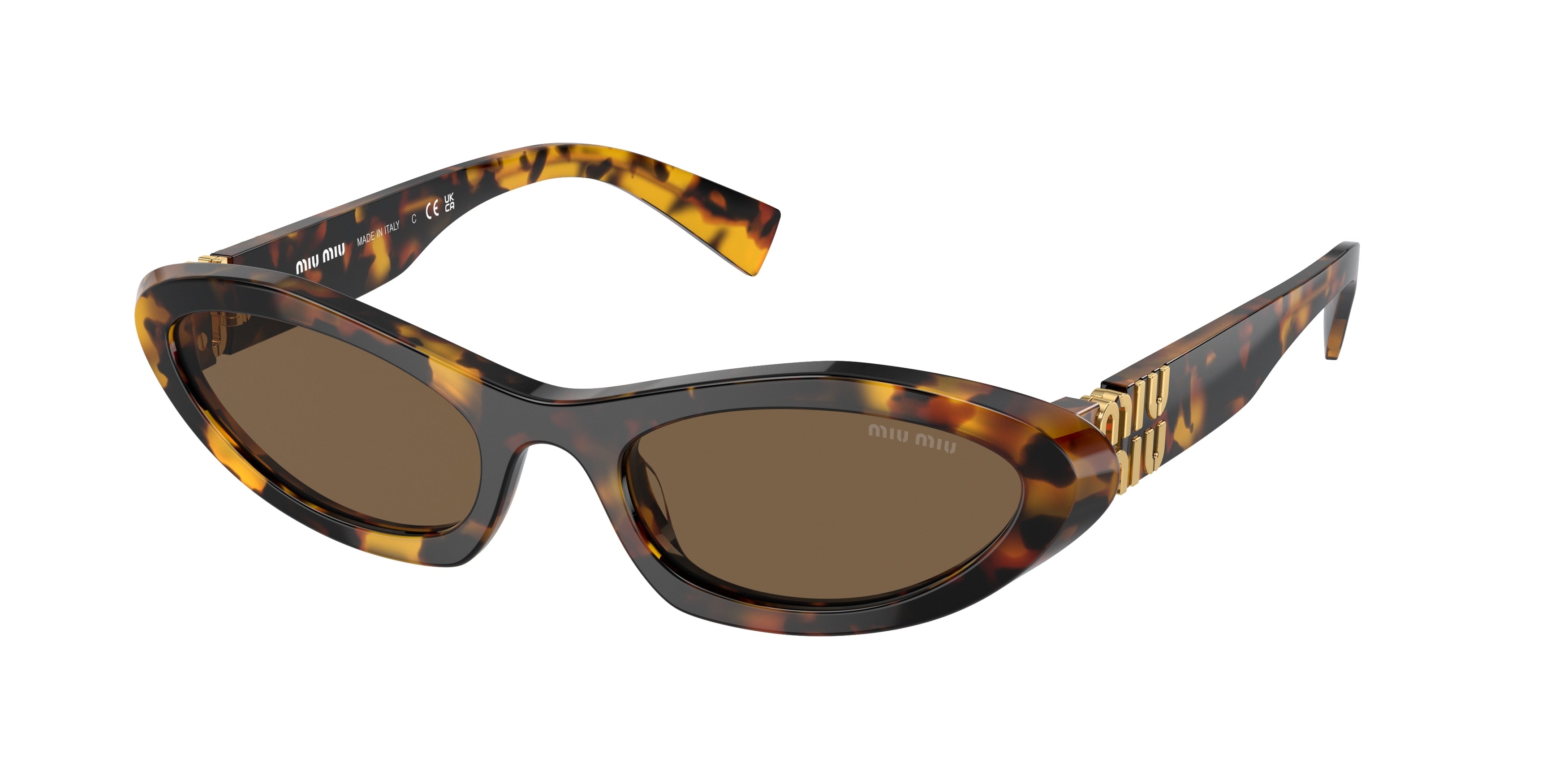Miu Miu MU09YS Irregular Sunglasses VAU06B-Honey Havana 54-140-20 - Color Map Tortoise