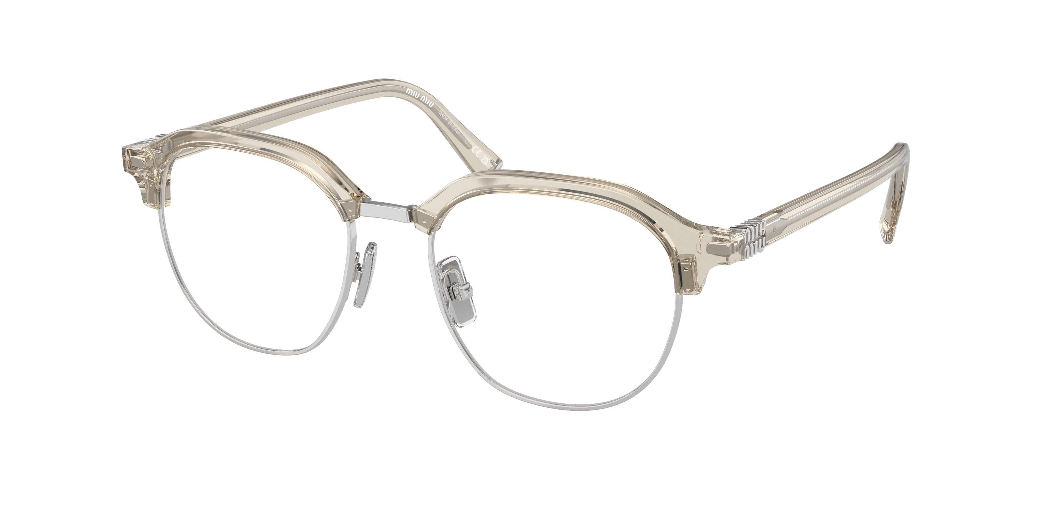 Miu Miu MU10XV Phantos Eyeglasses 12U1O1-Hemp Trasparent 50-140-18 - Color Map Grey