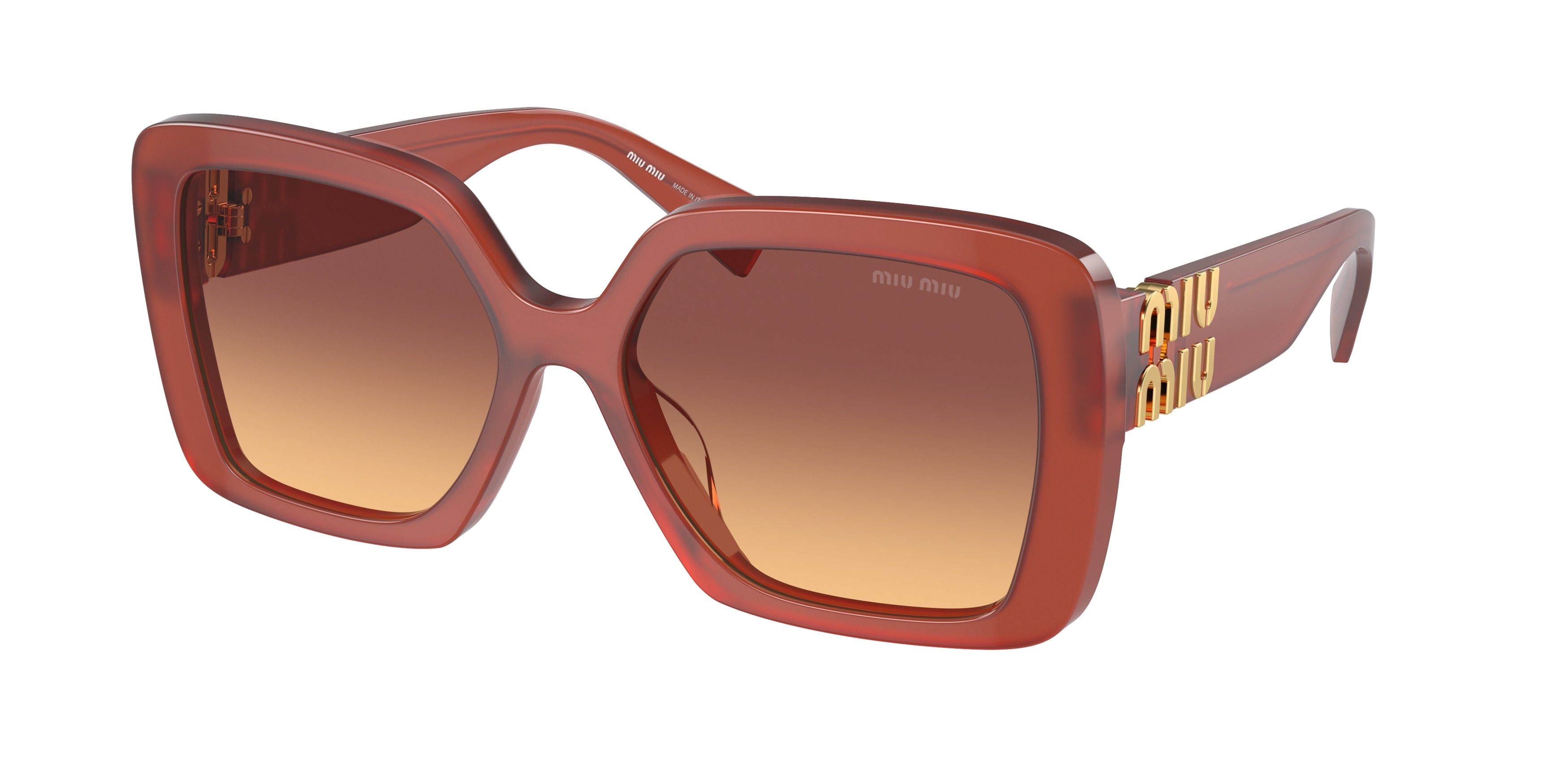 Miu Miu MU10YS Irregular Sunglasses 10M07P-Cognac Opal 56-135-17 - Color Map Red