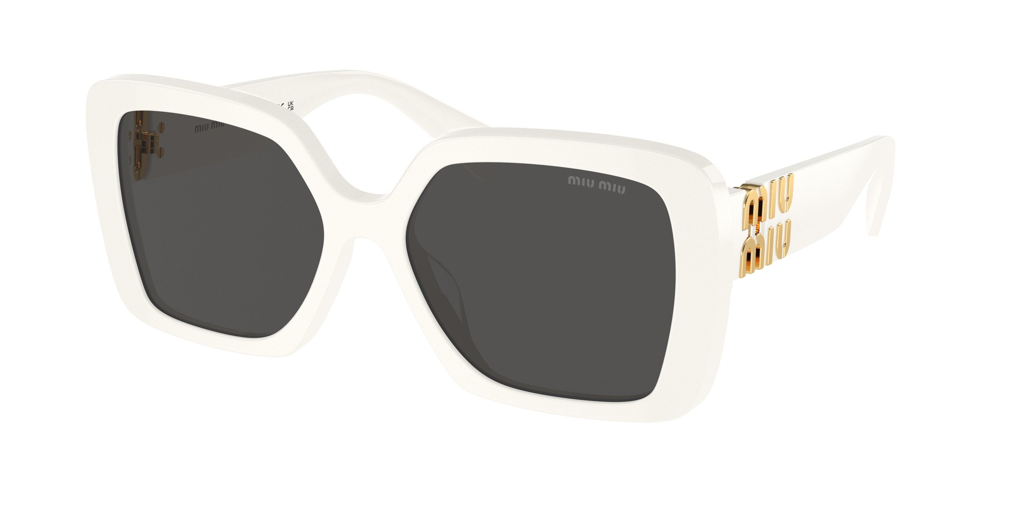 Miu Miu MU10YS Irregular Sunglasses 1425S0-White 56-135-17 - Color Map White